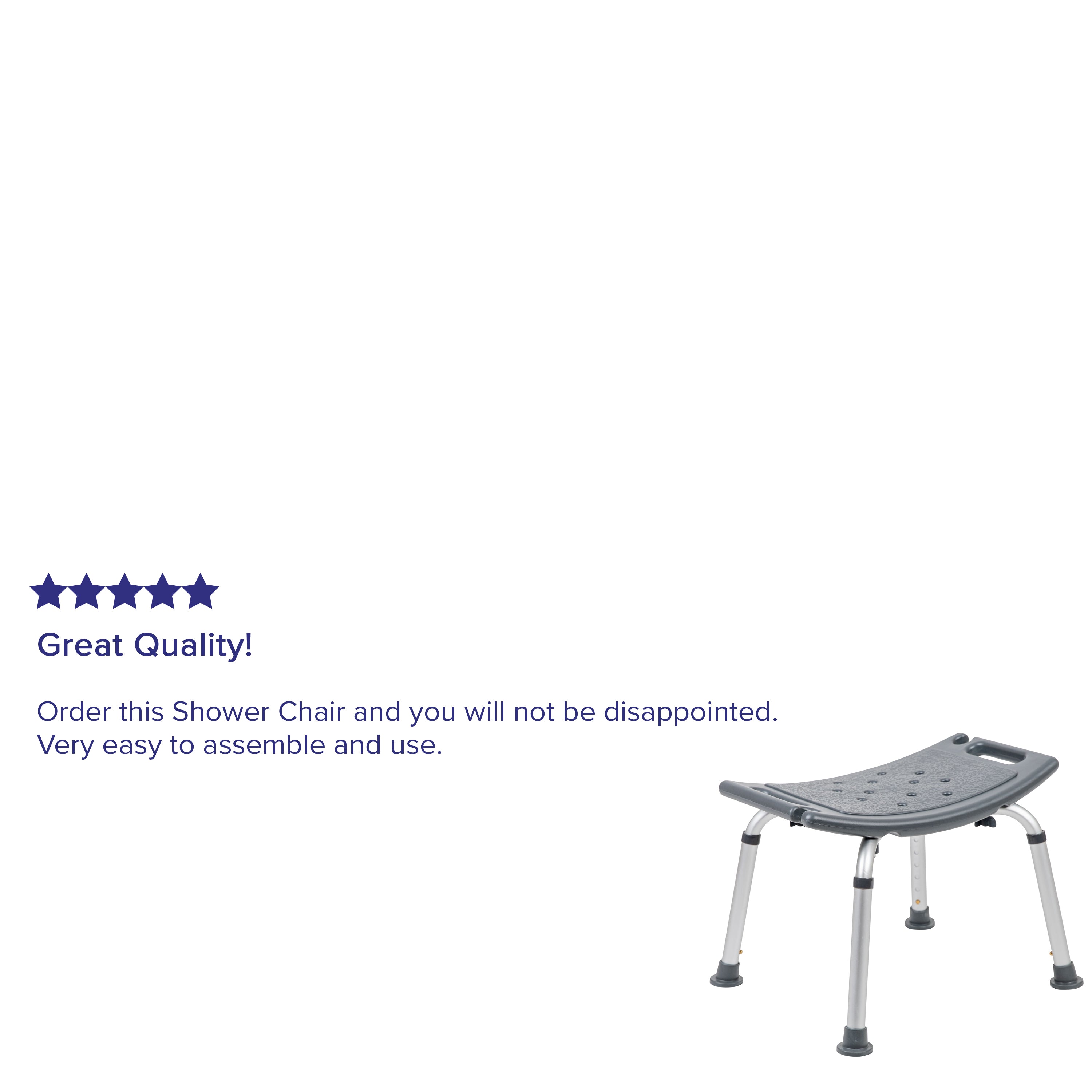 HERCULES Series Tool-Free and Quick Assembly, 300 Lb. Capacity, Adjustable Gray Bath & Shower Chair with Non-slip Feet