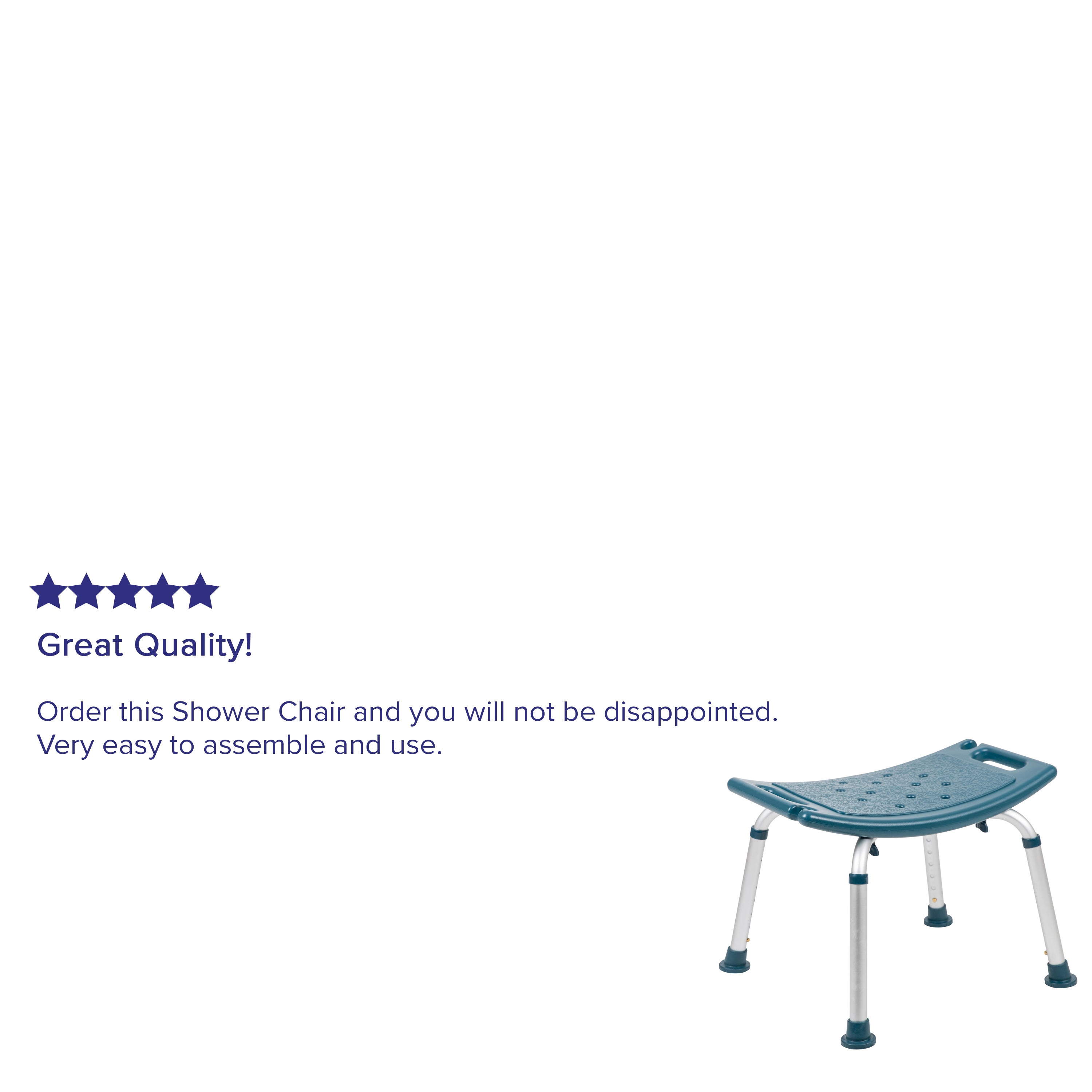 HERCULES Series Tool-Free and Quick Assembly, 300 Lb. Capacity, Adjustable Navy Bath & Shower Chair with Non-slip Feet