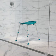 HERCULES Series Tool-Free and Quick Assembly, 300 Lb. Capacity, Adjustable Teal Bath & Shower Chair with Non-slip Feet