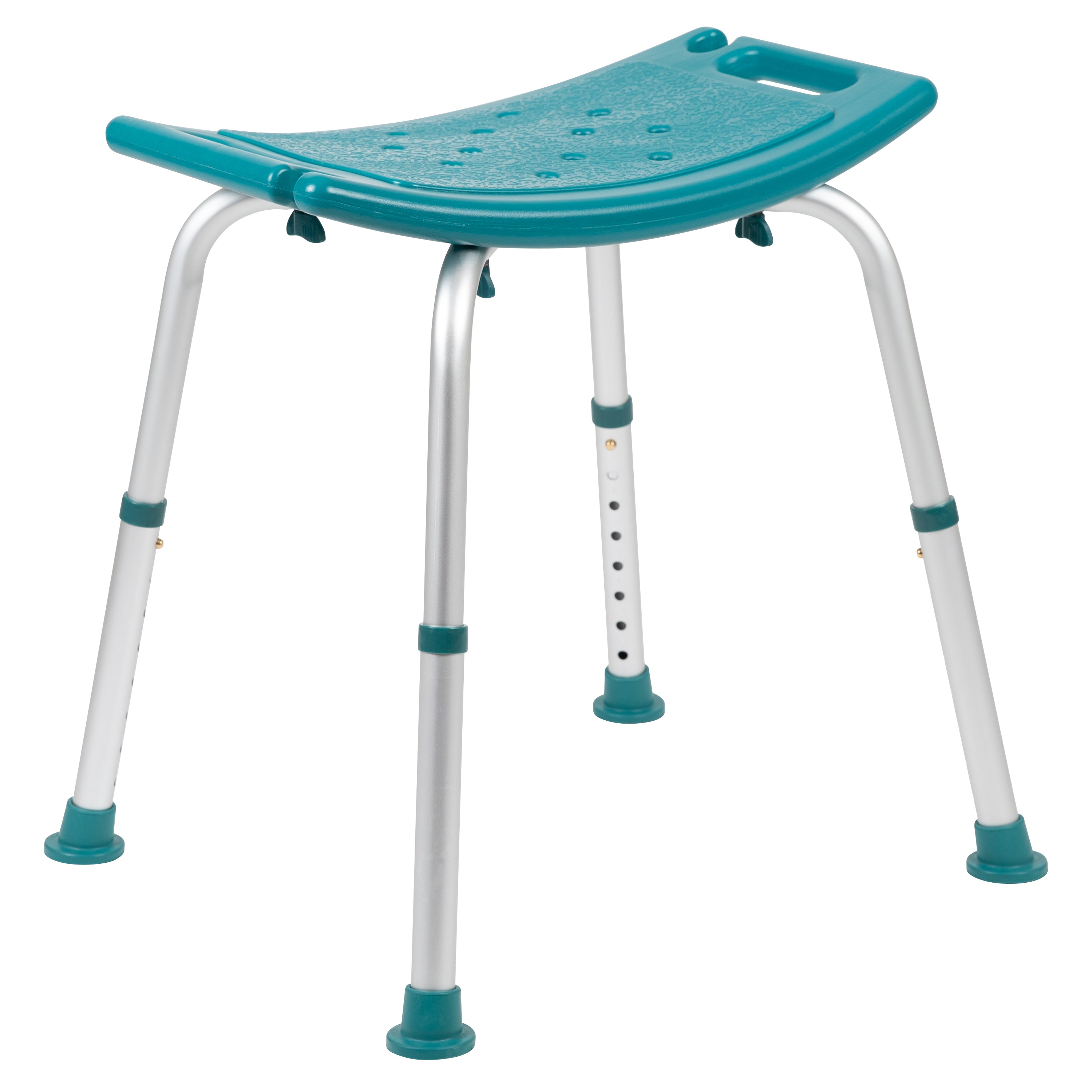 HERCULES Series Tool-Free and Quick Assembly, 300 Lb. Capacity, Adjustable Teal Bath & Shower Chair with Non-slip Feet