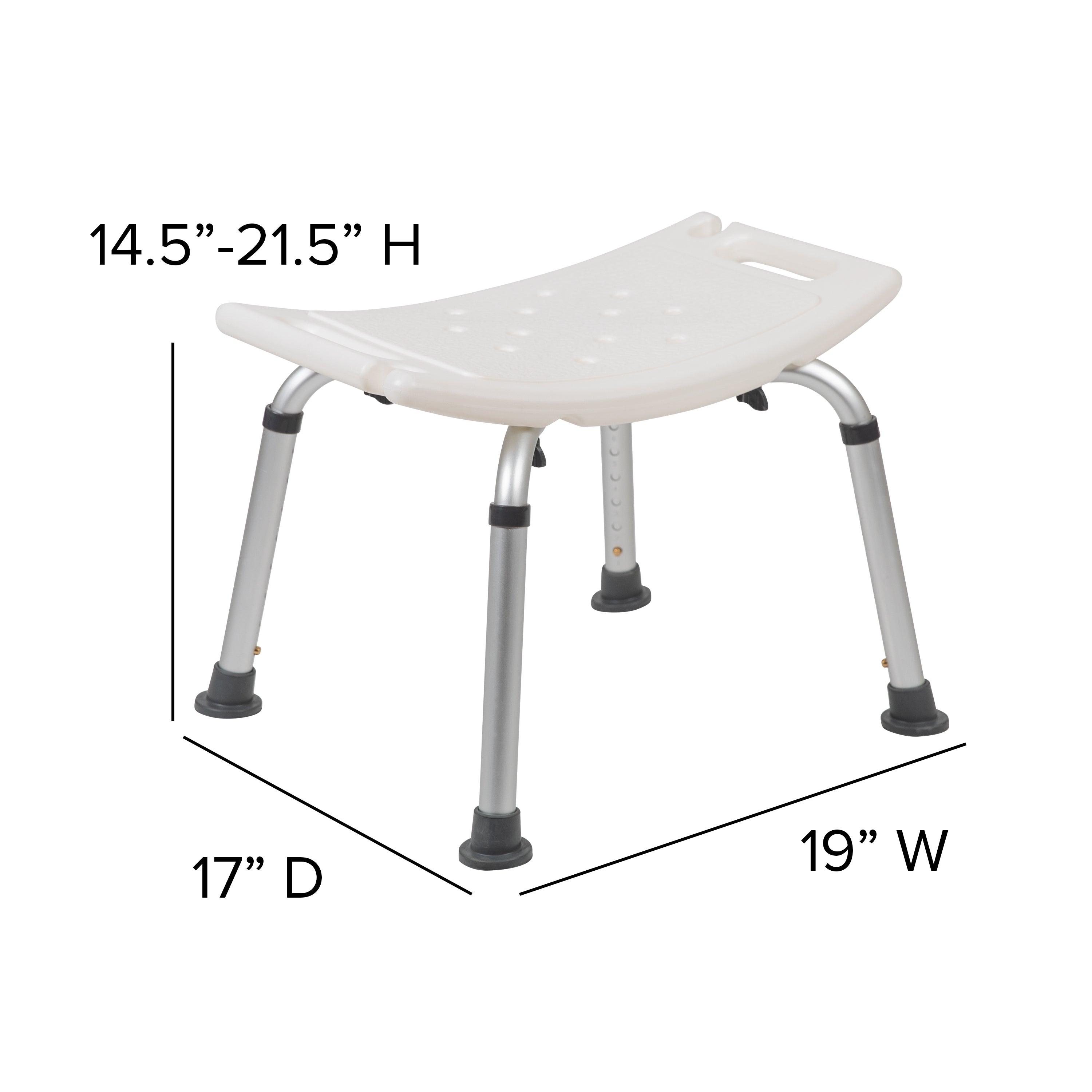 HERCULES Series Tool-Free and Quick Assembly, 300 Lb. Capacity, Adjustable White Bath & Shower Chair with Non-slip Feet
