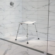 HERCULES Series Tool-Free and Quick Assembly, 300 Lb. Capacity, Adjustable White Bath & Shower Chair with Non-slip Feet