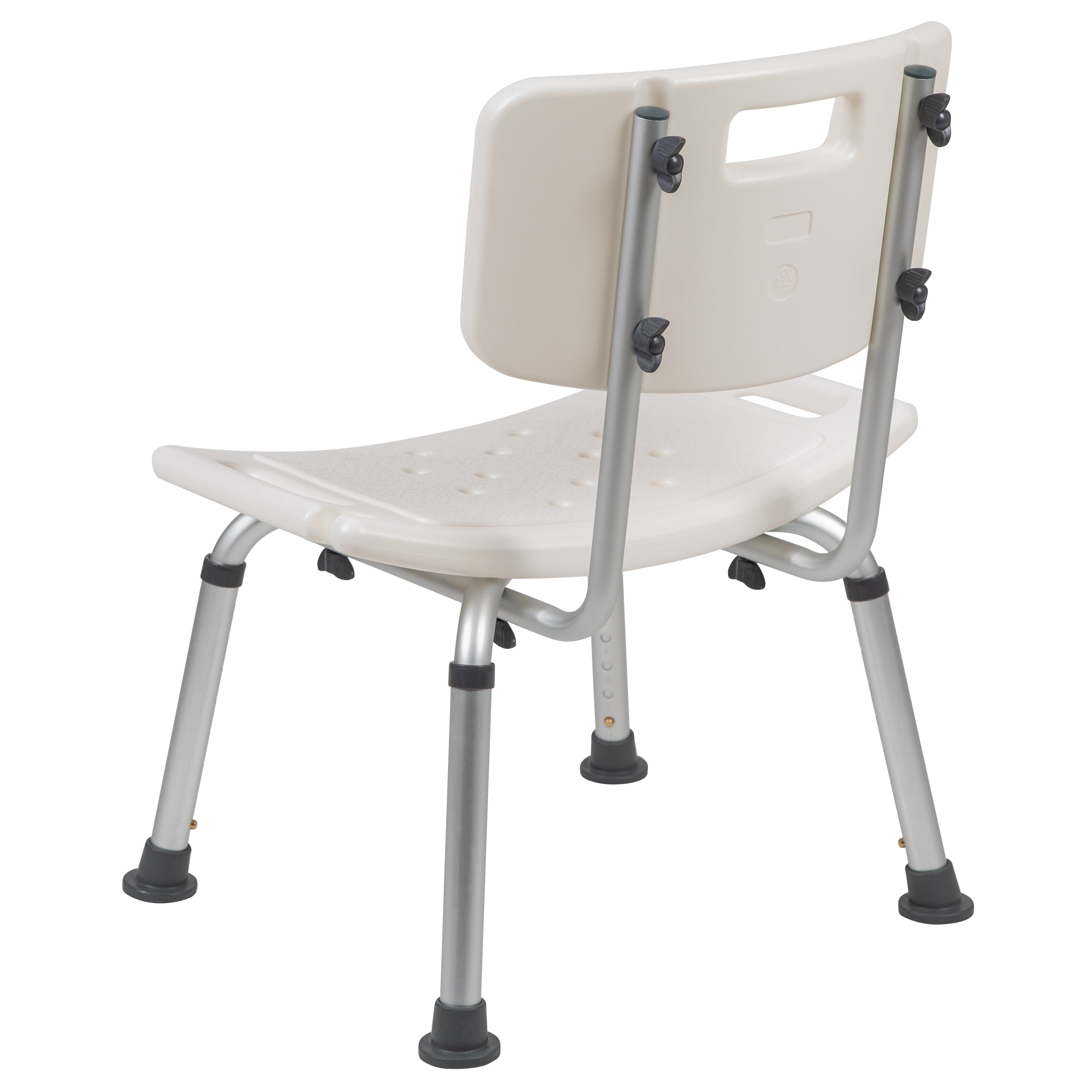 HERCULES Series Tool-Free and Quick Assembly, 300 Lb. Capacity, Adjustable White Bath & Shower Chair with Back