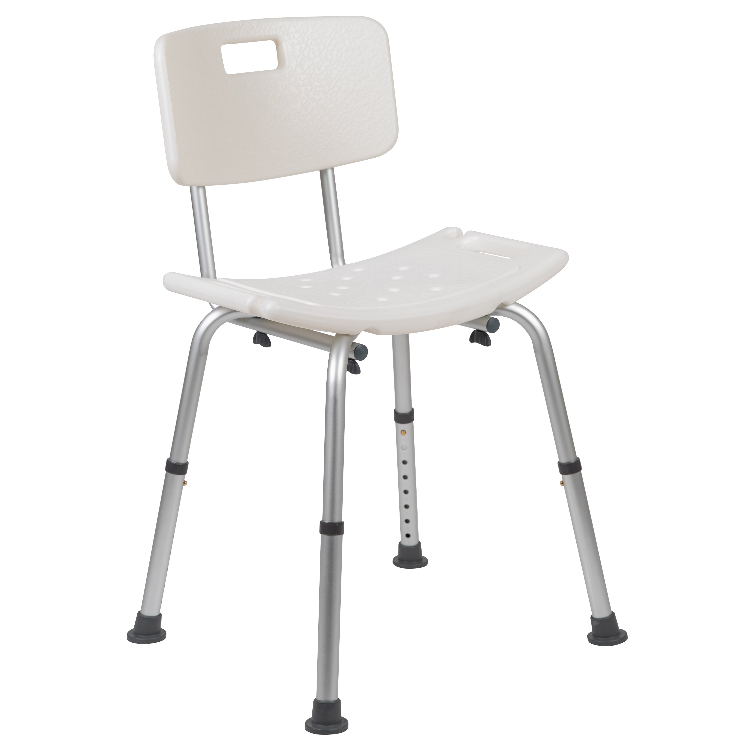 HERCULES Series Tool-Free and Quick Assembly, 300 Lb. Capacity, Adjustable White Bath & Shower Chair with Back