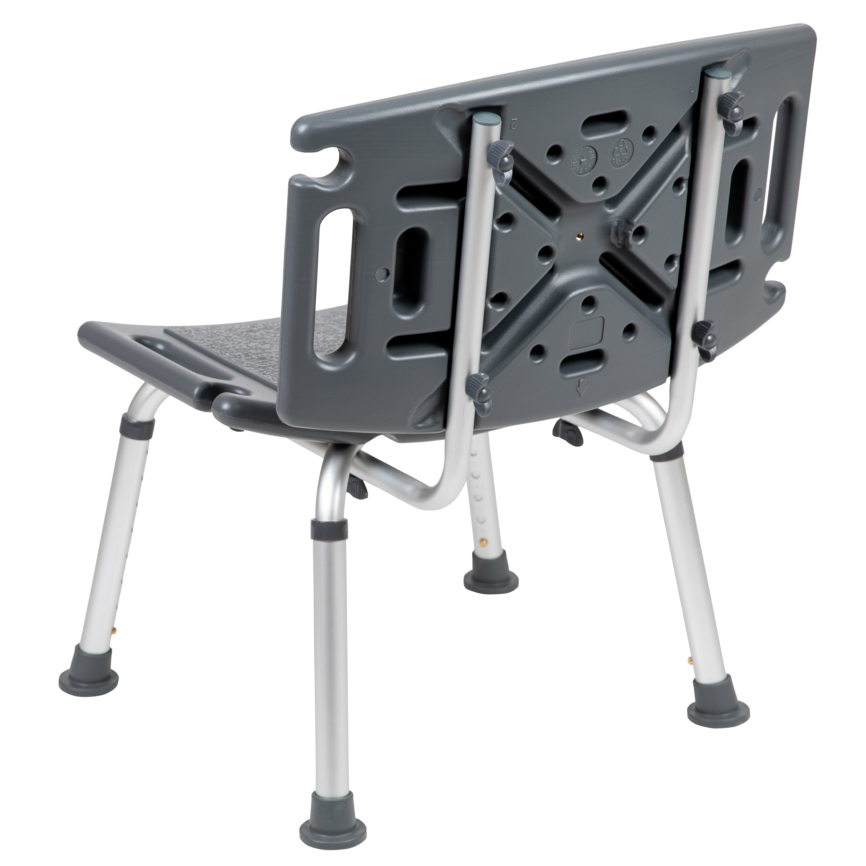 HERCULES Series Tool-Free and Quick Assembly, 300 Lb. Capacity, Adjustable Gray Bath & Shower Chair with Extra Large Back