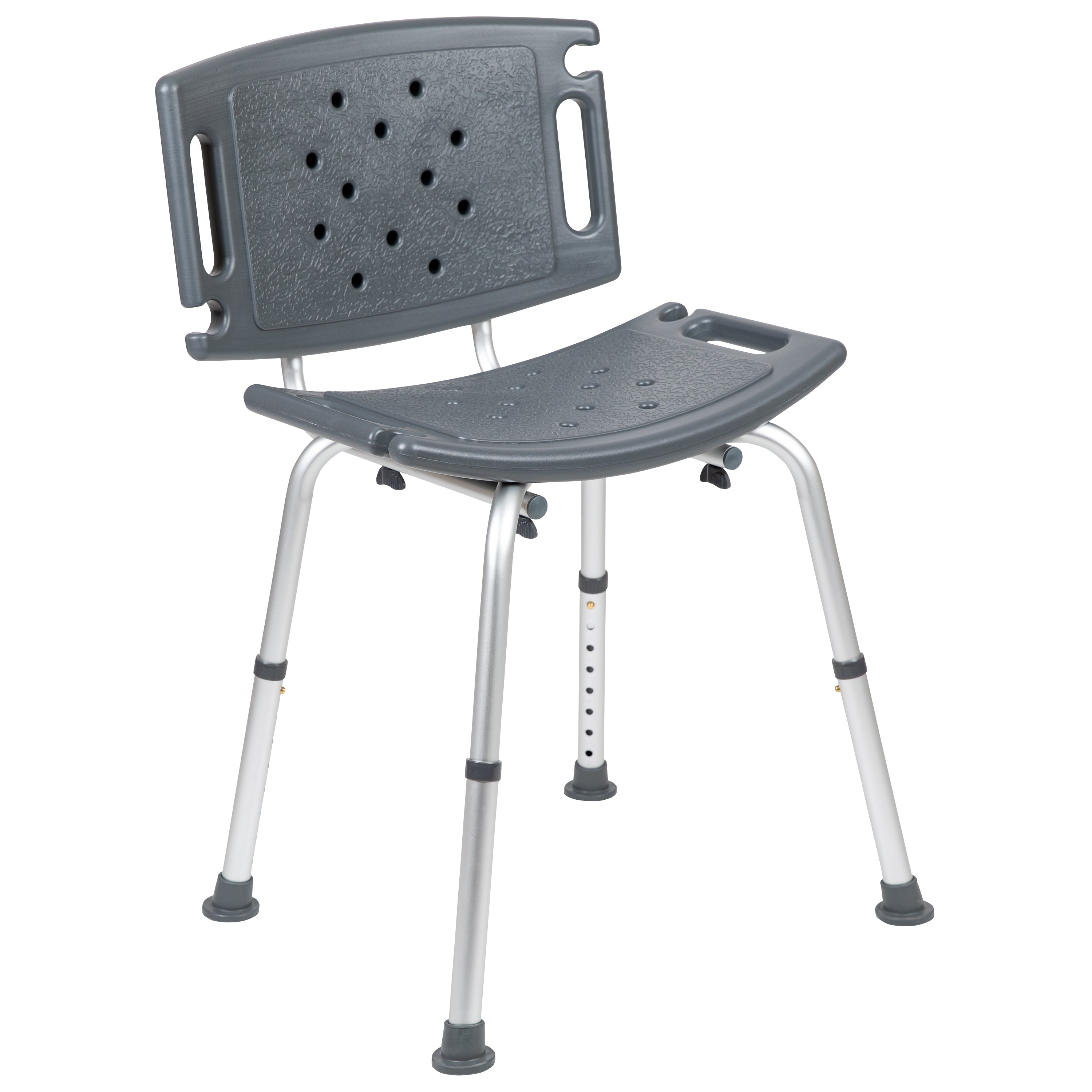HERCULES Series Tool-Free and Quick Assembly, 300 Lb. Capacity, Adjustable Gray Bath & Shower Chair with Extra Large Back