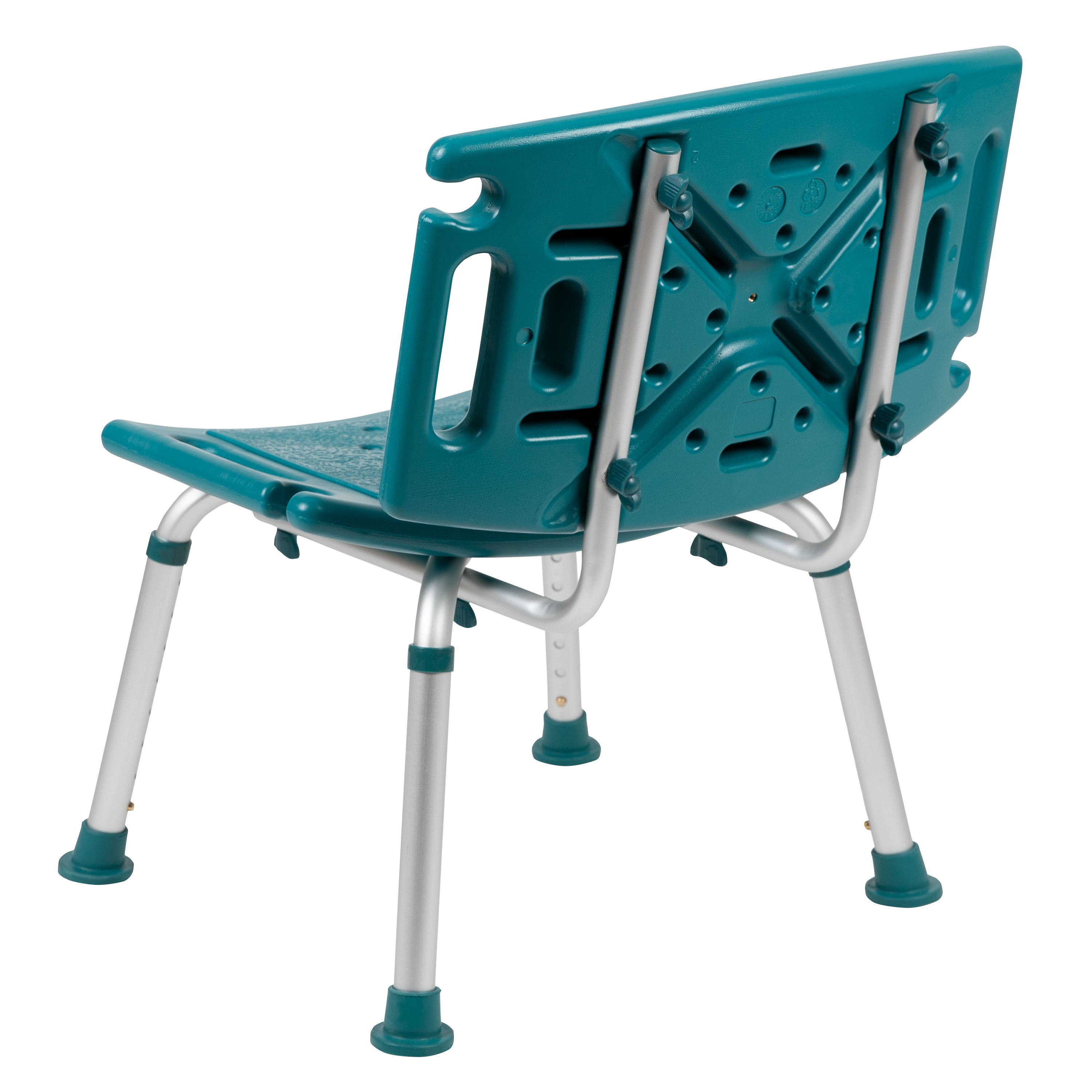 HERCULES Series Tool-Free and Quick Assembly, 300 Lb. Capacity, Adjustable Teal Bath & Shower Chair with Extra Large Back