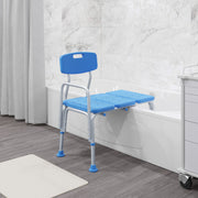 HERCULES Adjustable Bath & Shower Transfer Bench with Height-Adjust Frame, Supportive Back, Side Arm, 300 lbs. Static Weight Capacity in Blue