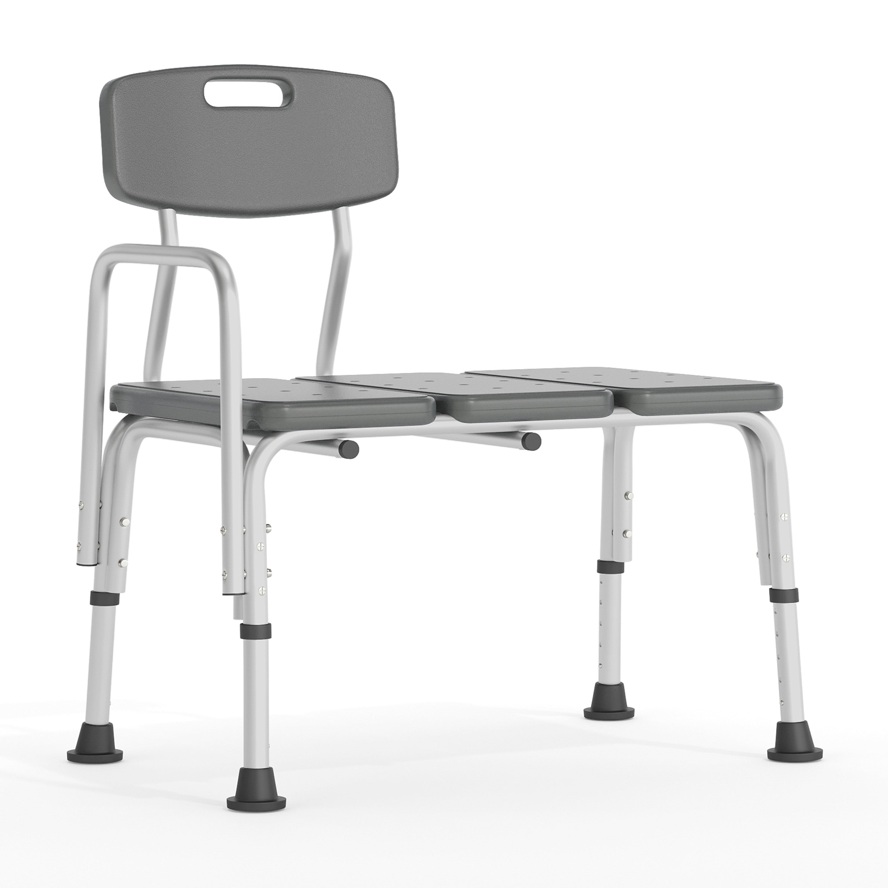HERCULES Series 300 Lb. Capacity Adjustable Gray Bath & Shower Transfer Bench with Back and Side Arm