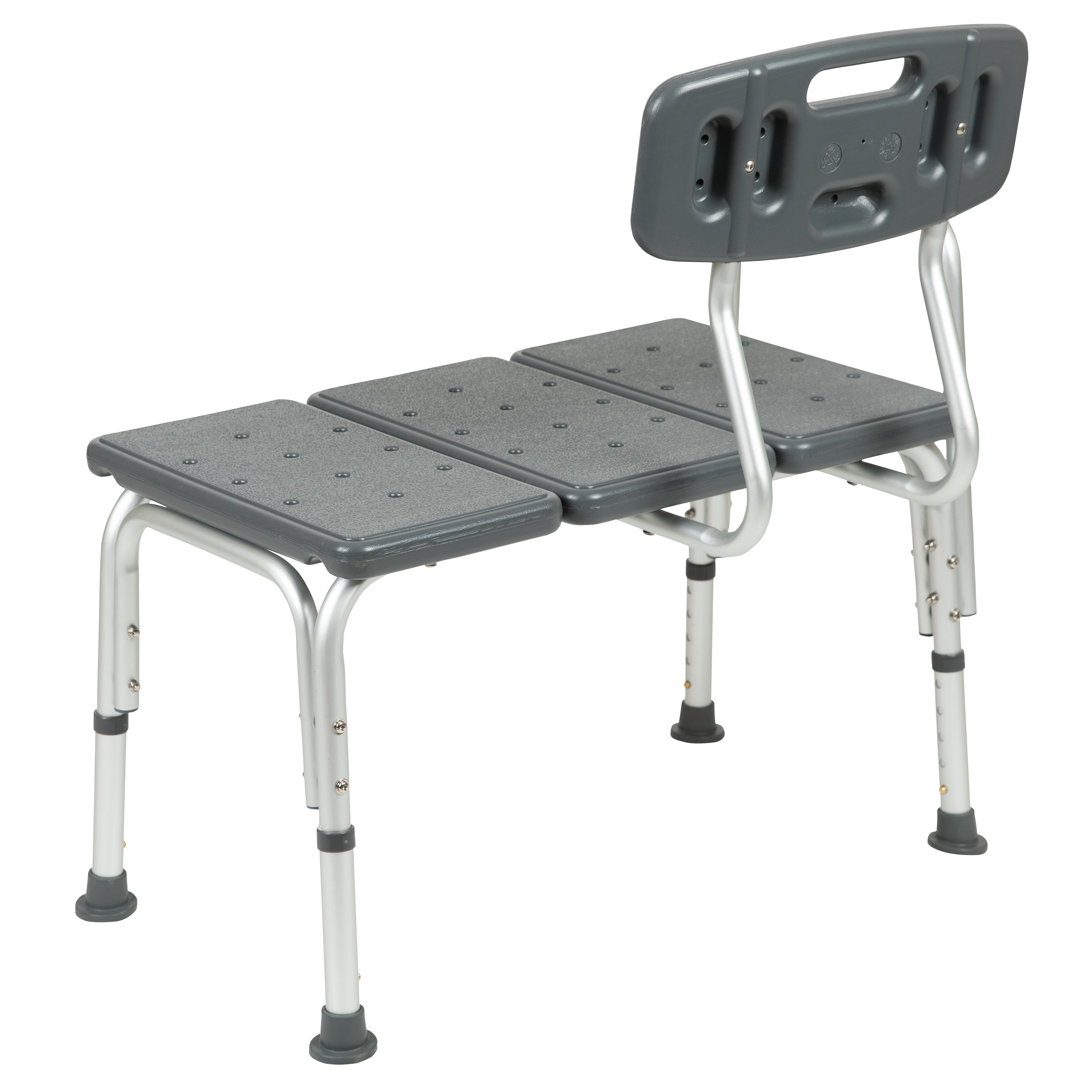HERCULES Series 300 Lb. Capacity Adjustable Gray Bath & Shower Transfer Bench with Back and Side Arm