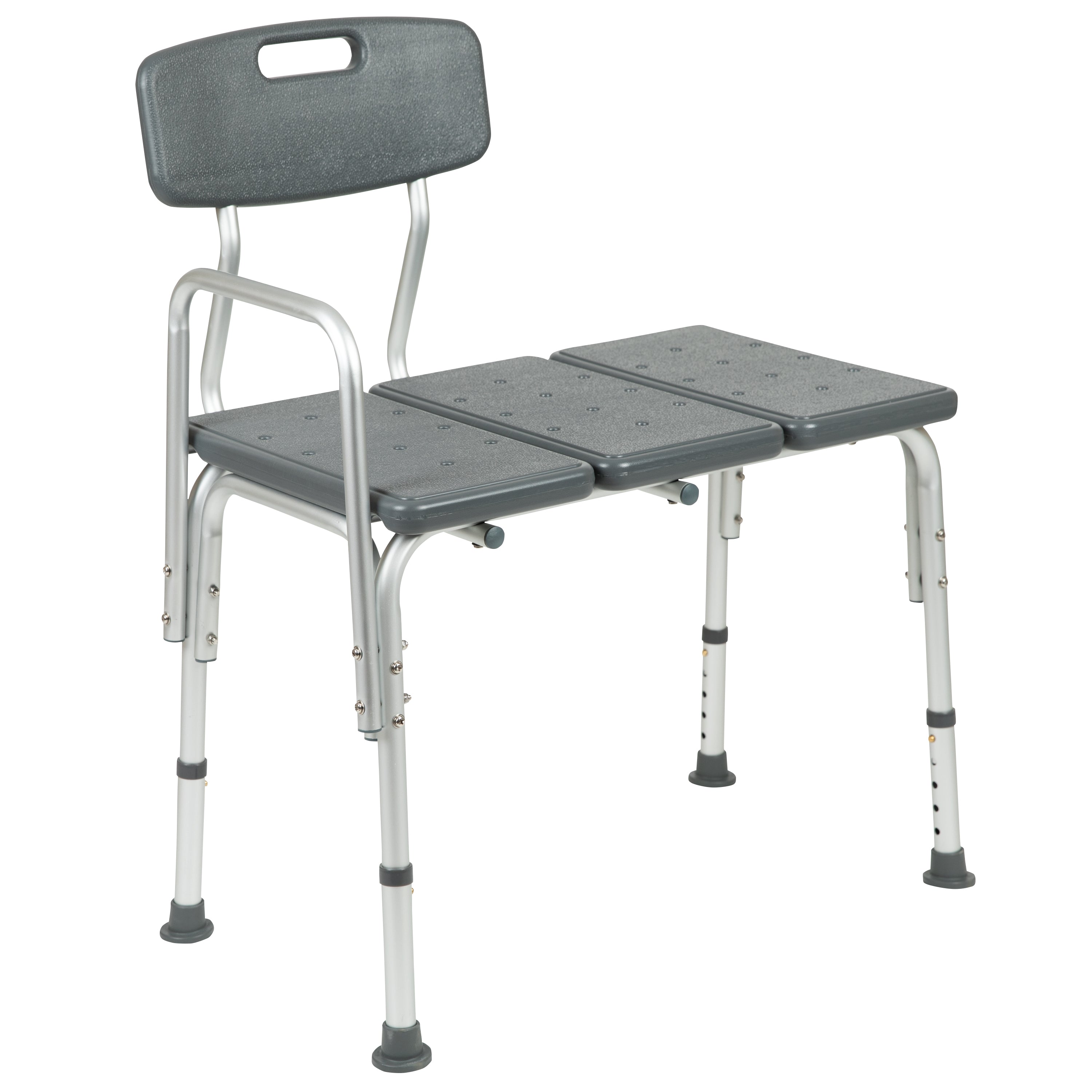 HERCULES Series 300 Lb. Capacity Adjustable Gray Bath & Shower Transfer Bench with Back and Side Arm