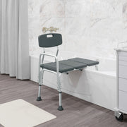 HERCULES Series 300 Lb. Capacity Adjustable Gray Bath & Shower Transfer Bench with Back and Side Arm