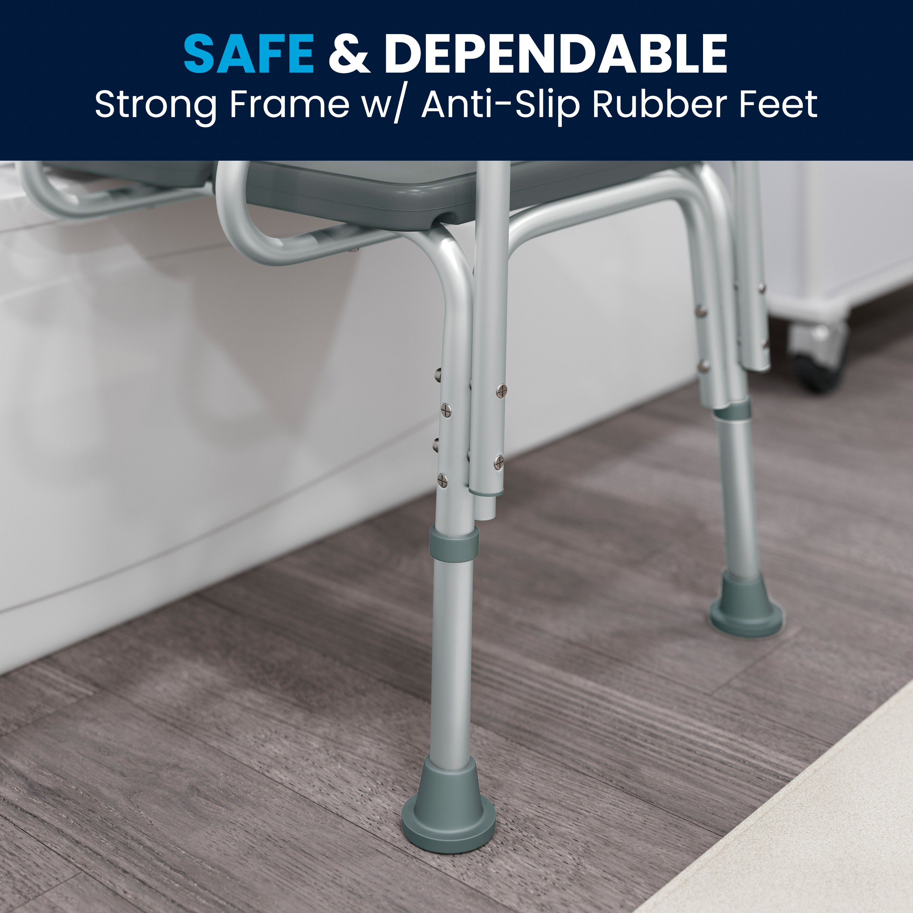 HERCULES Series 300 Lb. Capacity Adjustable Gray Bath & Shower Transfer Bench with Back and Side Arm