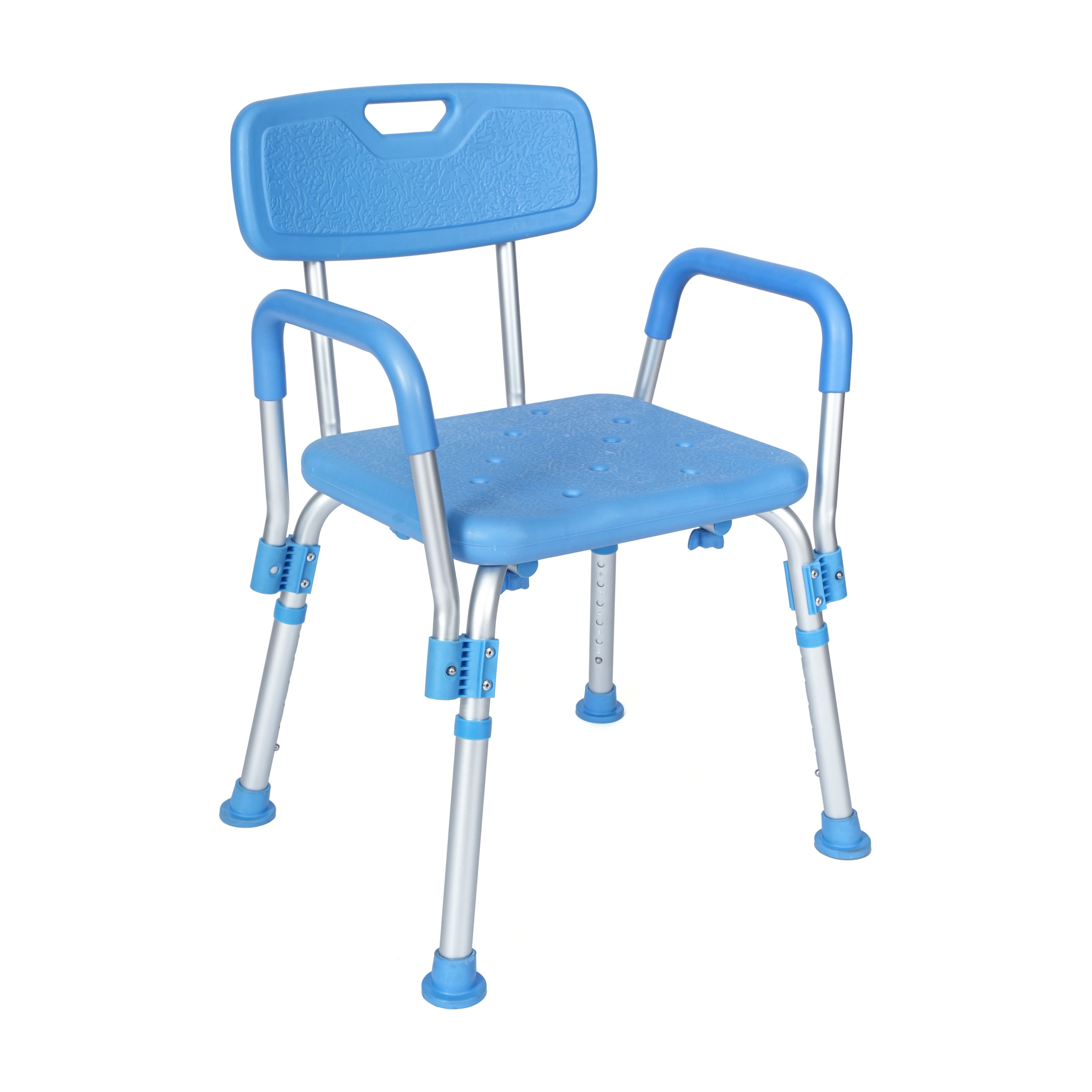 HERCULES Adjustable Bath & Shower Chair with Height-Adjust Frame, Depth-Adjust Back, and 300 lbs. Static Weight Capacity in Blue