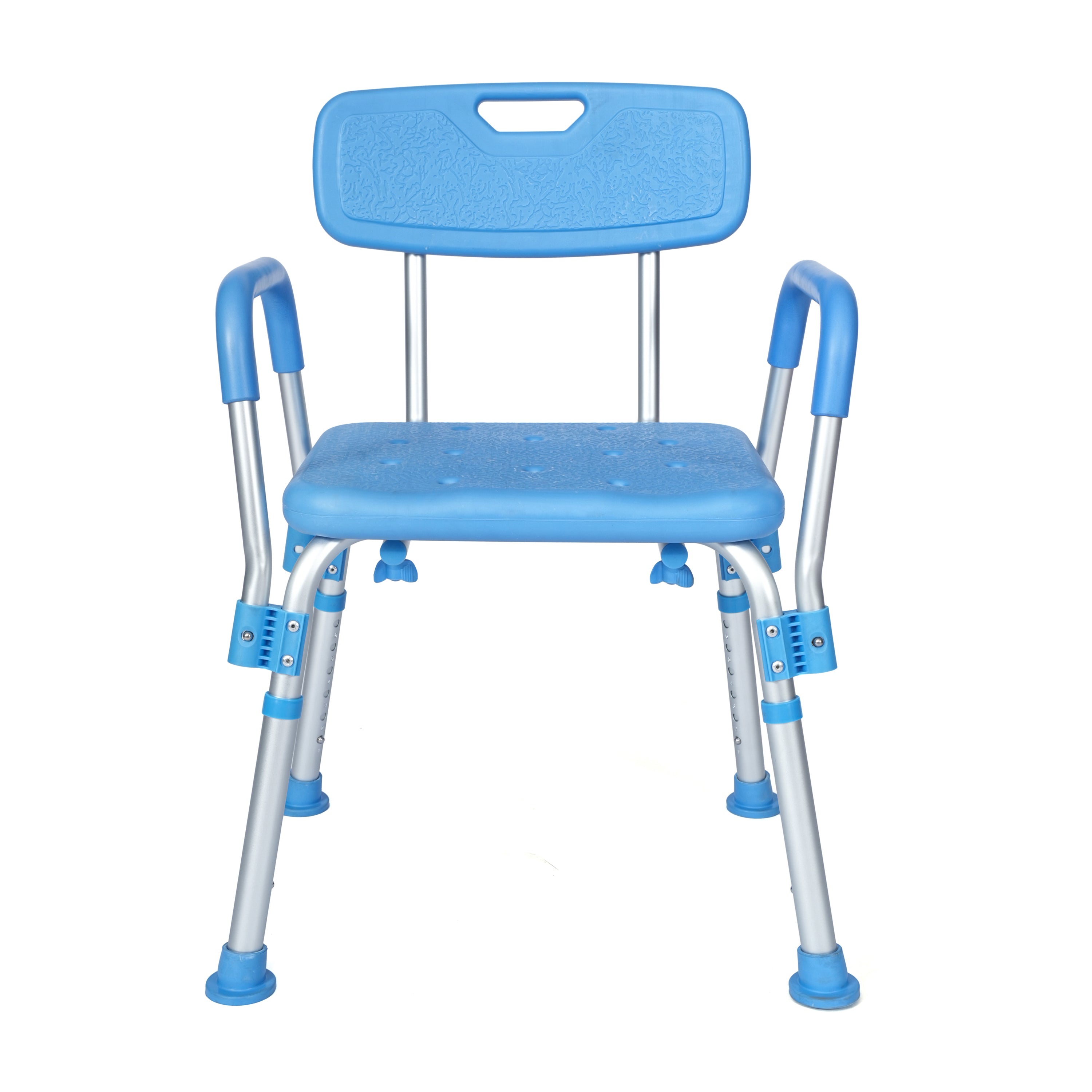 HERCULES Adjustable Bath & Shower Chair with Height-Adjust Frame, Depth-Adjust Back, and 300 lbs. Static Weight Capacity in Blue