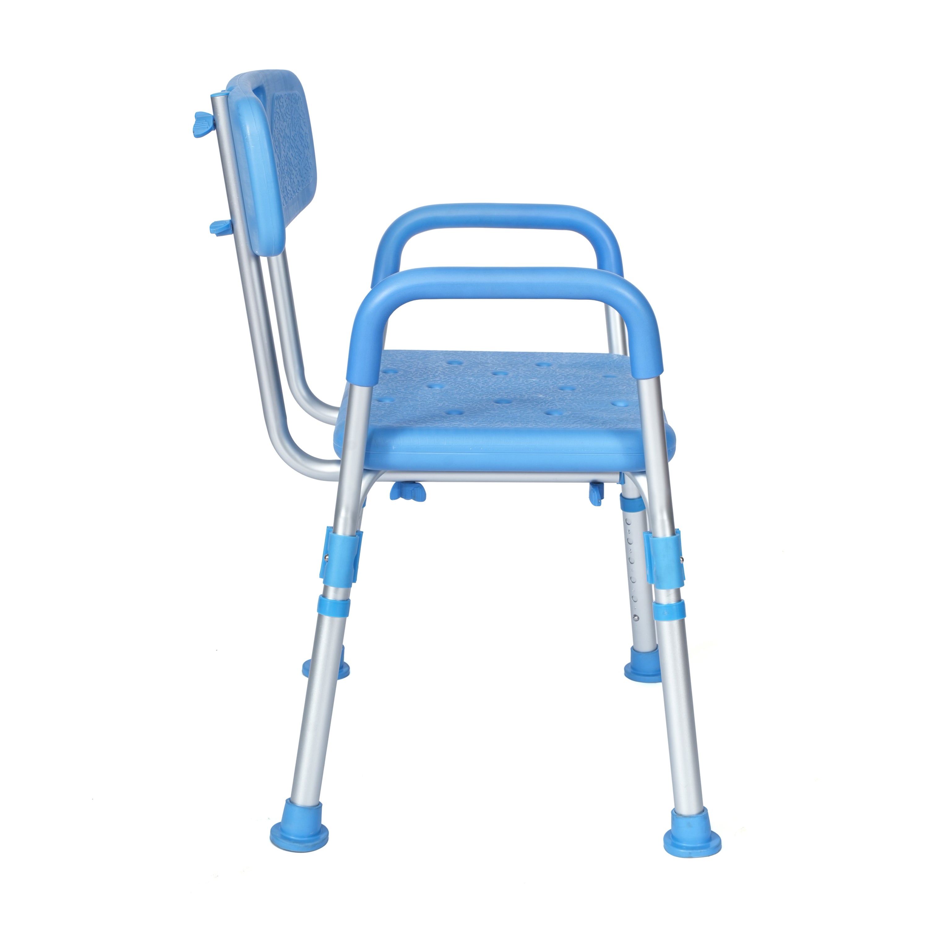 HERCULES Adjustable Bath & Shower Chair with Height-Adjust Frame, Depth-Adjust Back, and 300 lbs. Static Weight Capacity in Blue