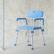 HERCULES Adjustable Bath & Shower Chair with Height-Adjust Frame, Depth-Adjust Back, and 300 lbs. Static Weight Capacity in Blue