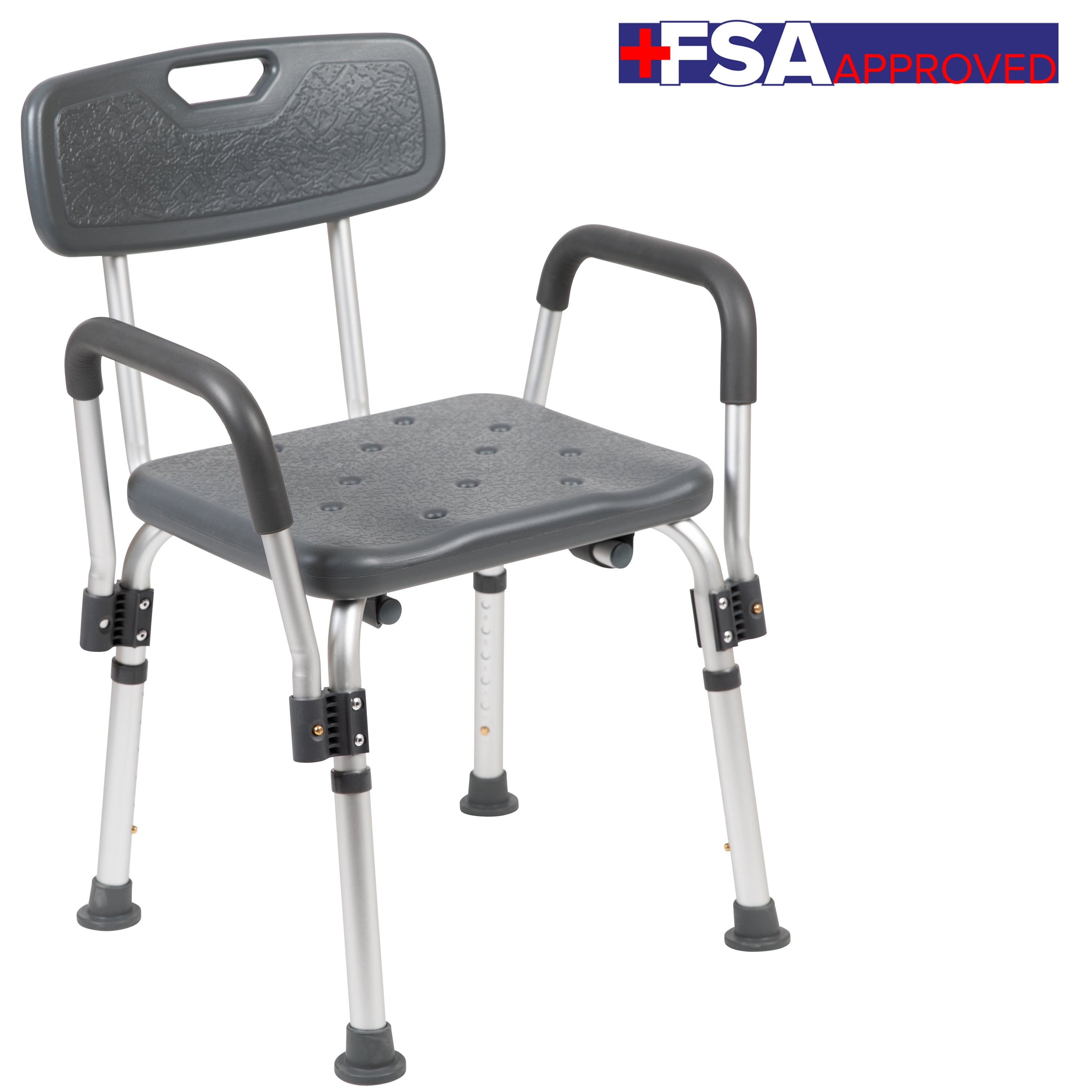 HERCULES Series 300 Lb. Capacity, Adjustable Gray Bath & Shower Chair with Depth Adjustable Back