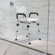 HERCULES Series 300 Lb. Capacity, Adjustable White Bath & Shower Chair with Depth Adjustable Back