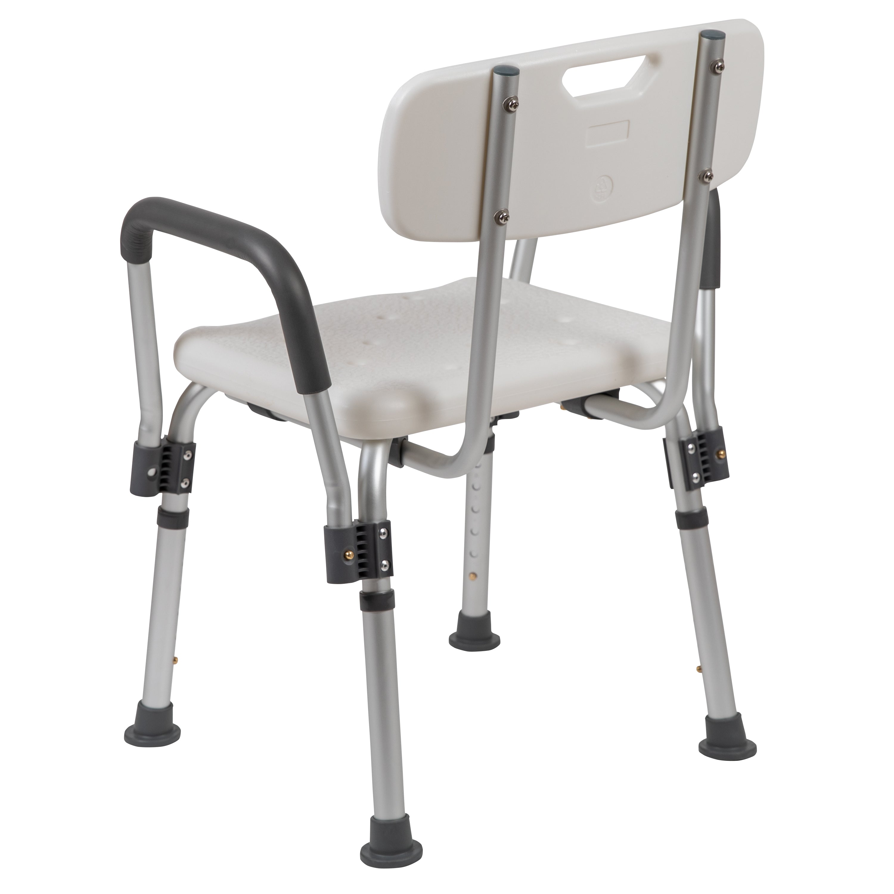 HERCULES Series 300 Lb. Capacity, Adjustable White Bath & Shower Chair with Depth Adjustable Back