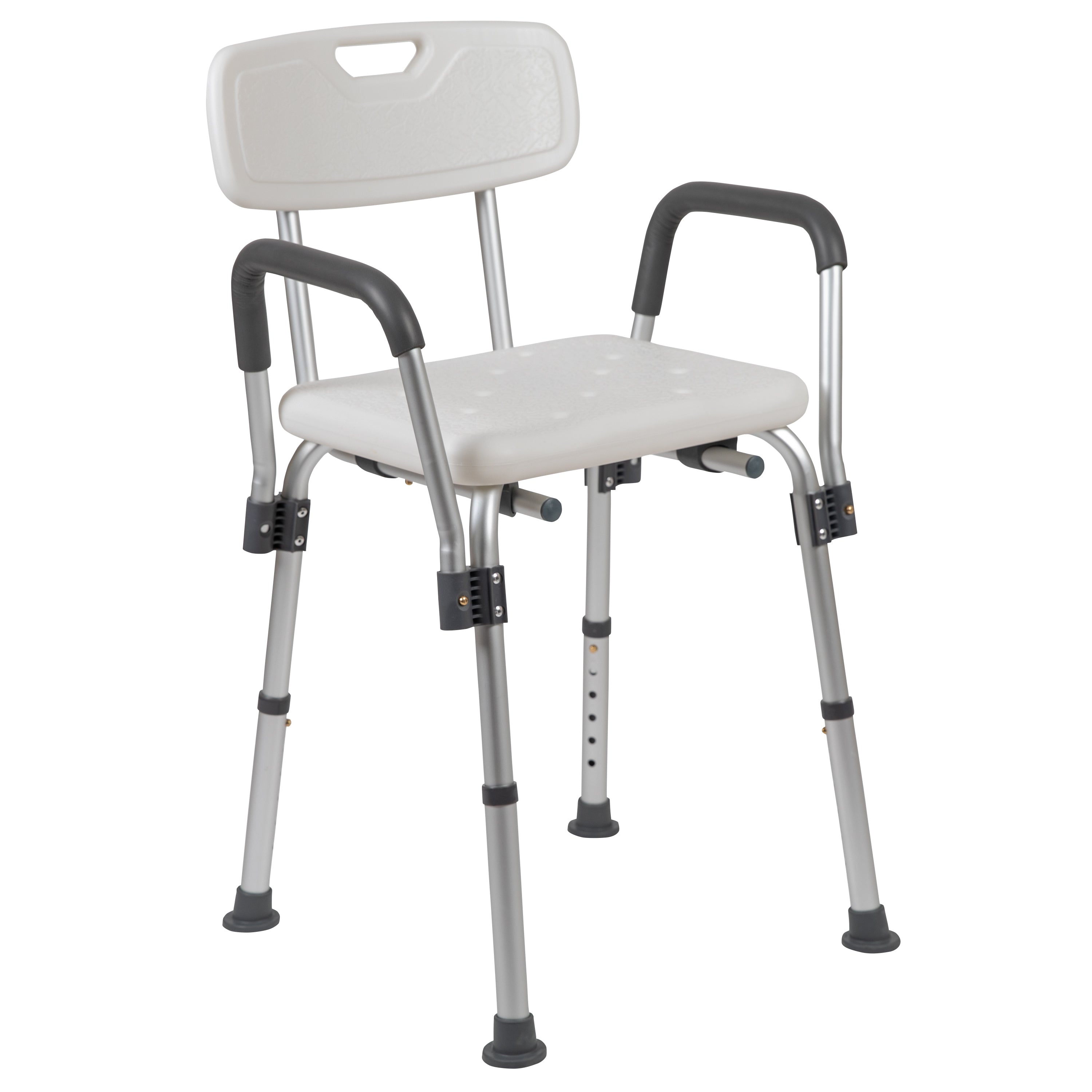 HERCULES Series 300 Lb. Capacity, Adjustable White Bath & Shower Chair with Depth Adjustable Back