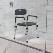 HERCULES Series 300 Lb. Capacity Adjustable Gray Bath & Shower Chair with Quick Release Back & Arms