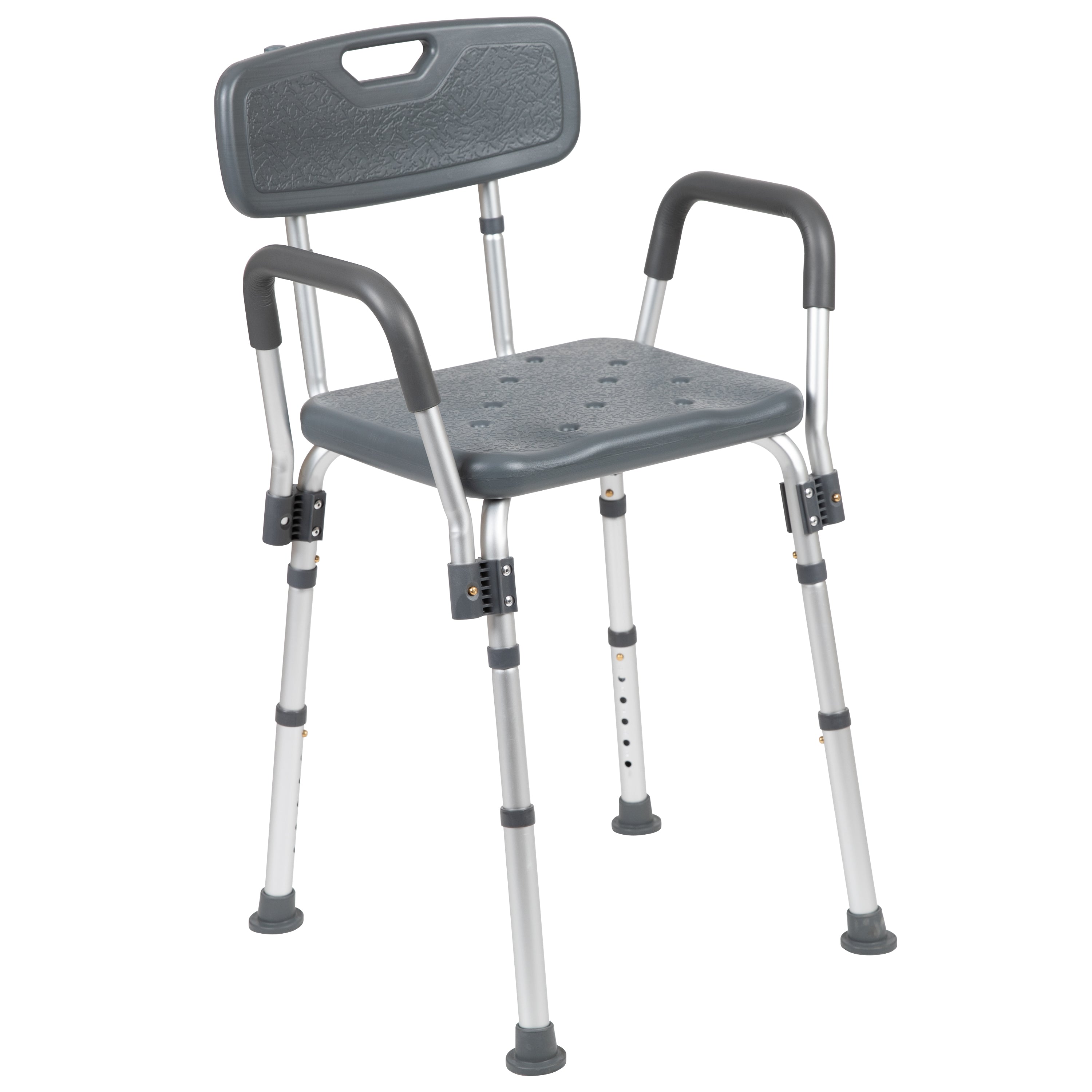 HERCULES Series 300 Lb. Capacity Adjustable Gray Bath & Shower Chair with Quick Release Back & Arms