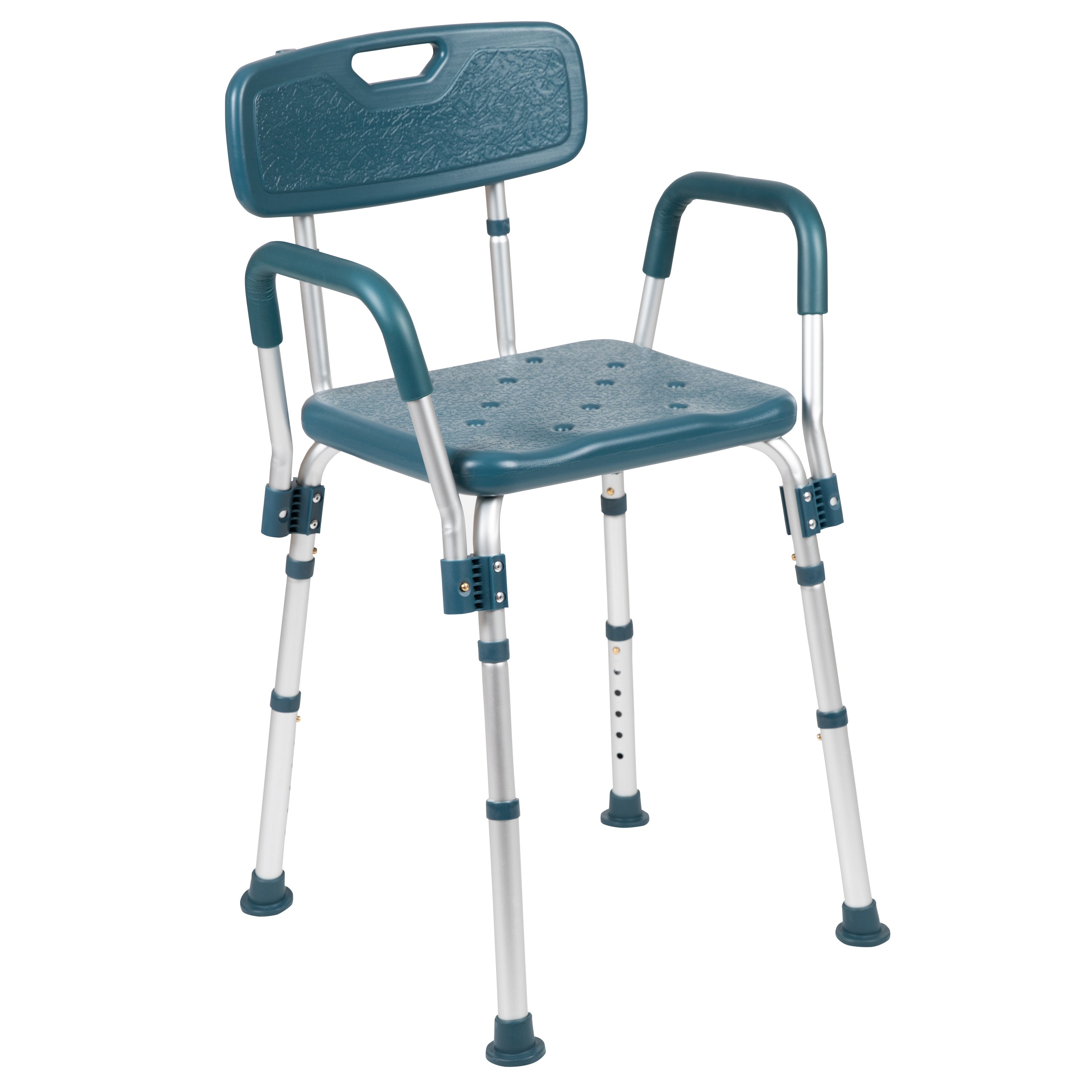 HERCULES Series 300 Lb. Capacity Adjustable Navy Bath & Shower Chair with Quick Release Back & Arms