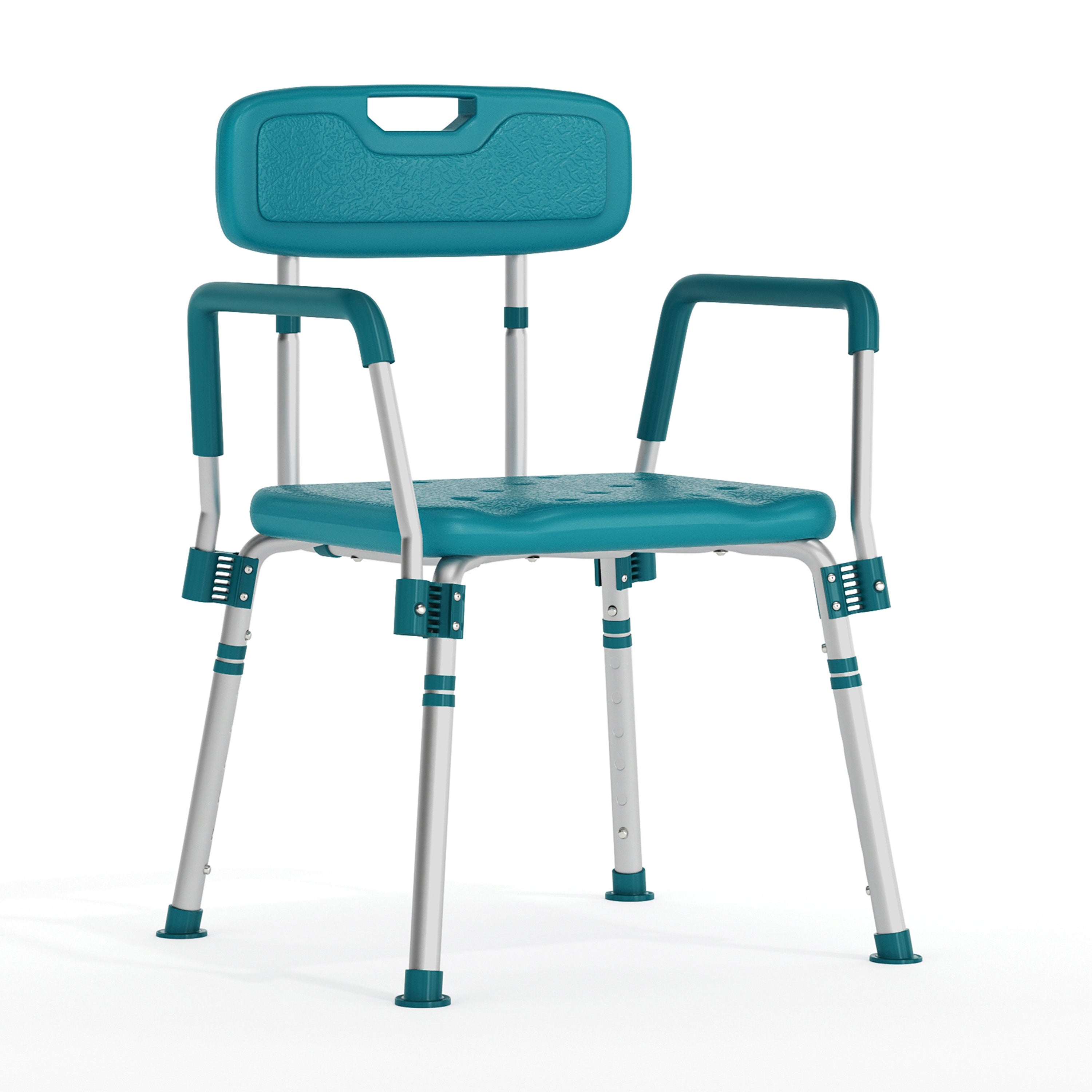 HERCULES Series 300 Lb. Capacity Adjustable Teal Bath & Shower Chair with Quick Release Back & Arms