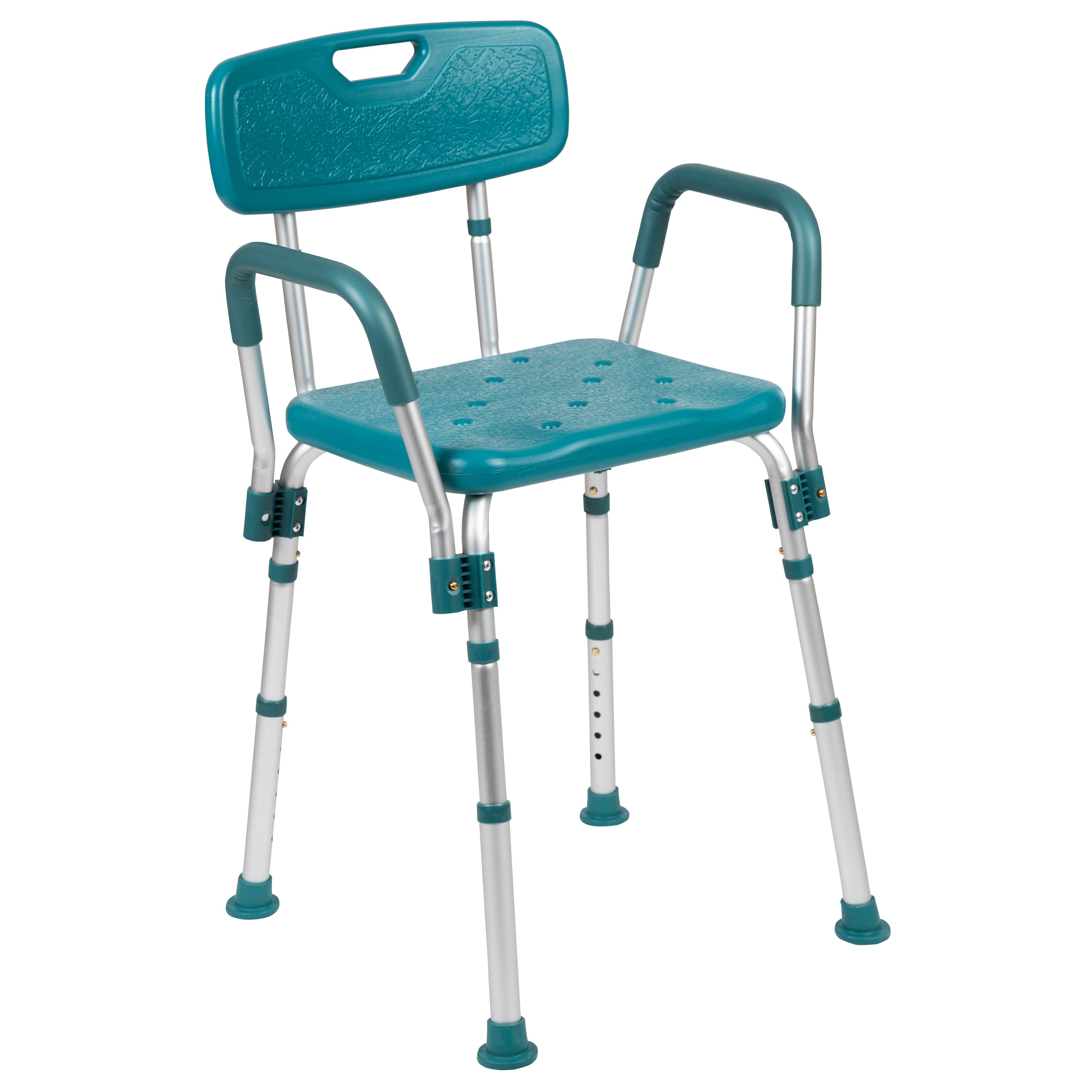 HERCULES Series 300 Lb. Capacity Adjustable Teal Bath & Shower Chair with Quick Release Back & Arms