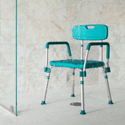 HERCULES Series 300 Lb. Capacity Adjustable Teal Bath & Shower Chair with Quick Release Back & Arms