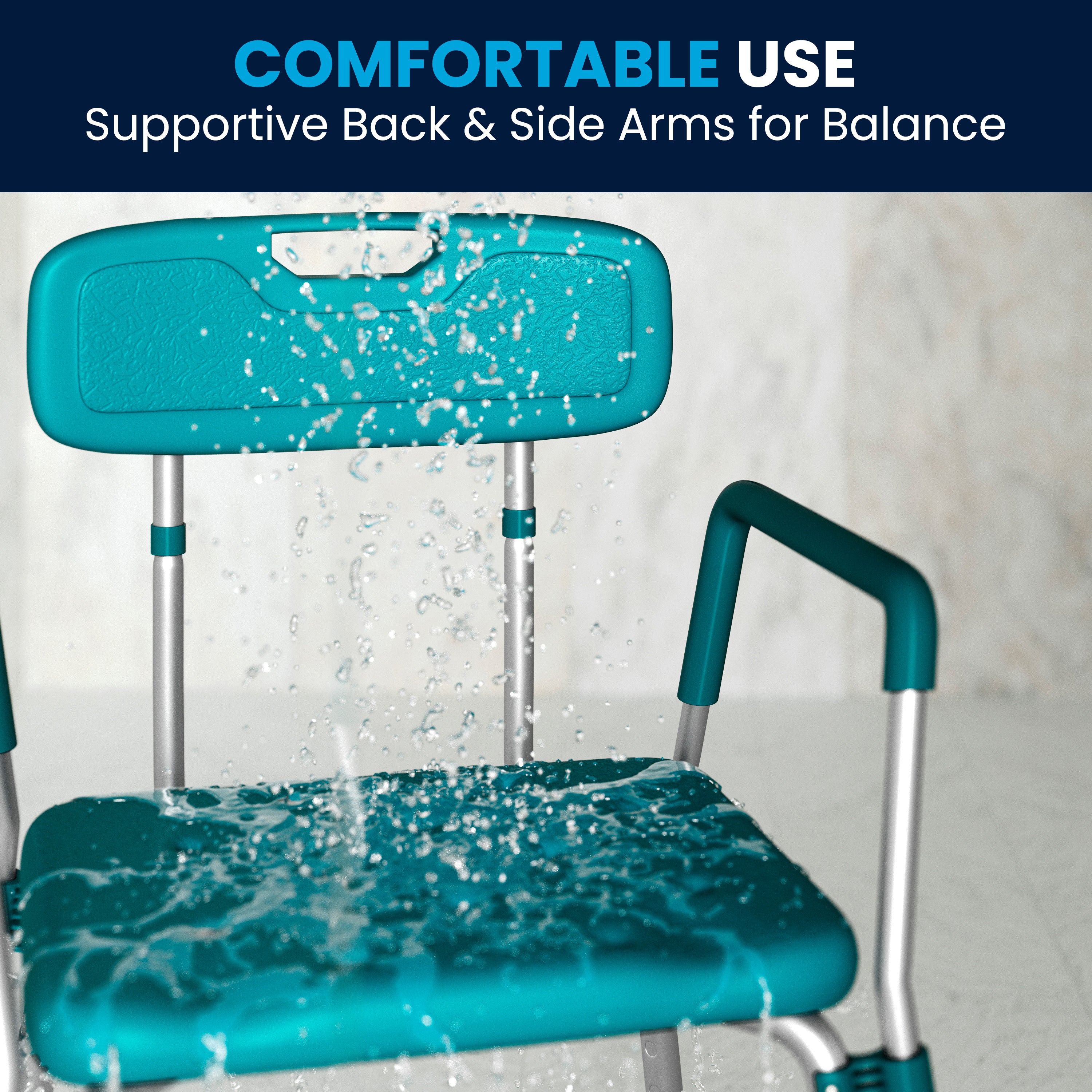 HERCULES Series 300 Lb. Capacity Adjustable Teal Bath & Shower Chair with Quick Release Back & Arms