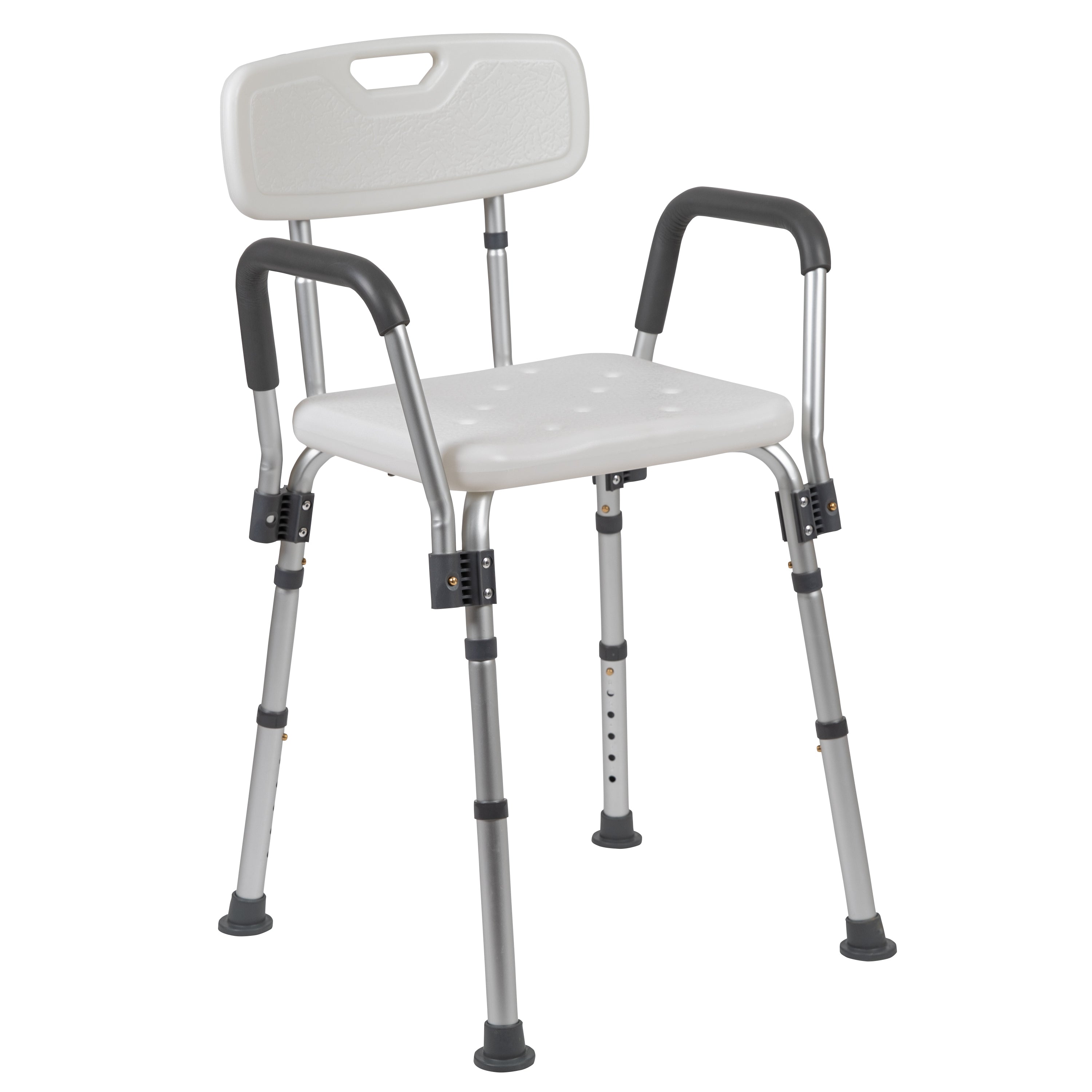 HERCULES Series 300 Lb. Capacity Adjustable White Bath & Shower Chair with Quick Release Back & Arms