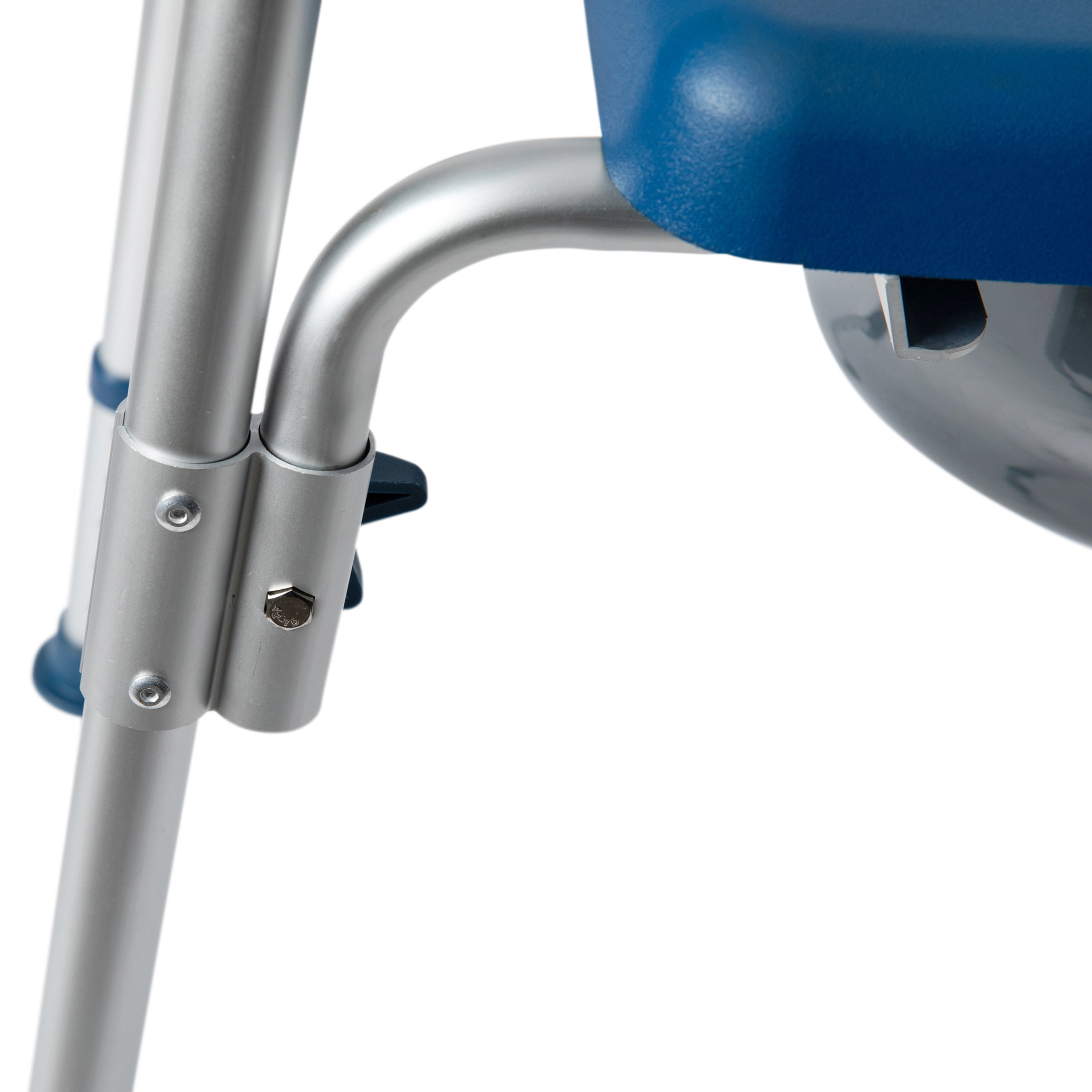 Hercules Blue Shower Commode Chair with Safety Rail, Height Adjustable Frame, Padded Seat & Armrests, Commode Pail with Lid, Fits Most Toilets