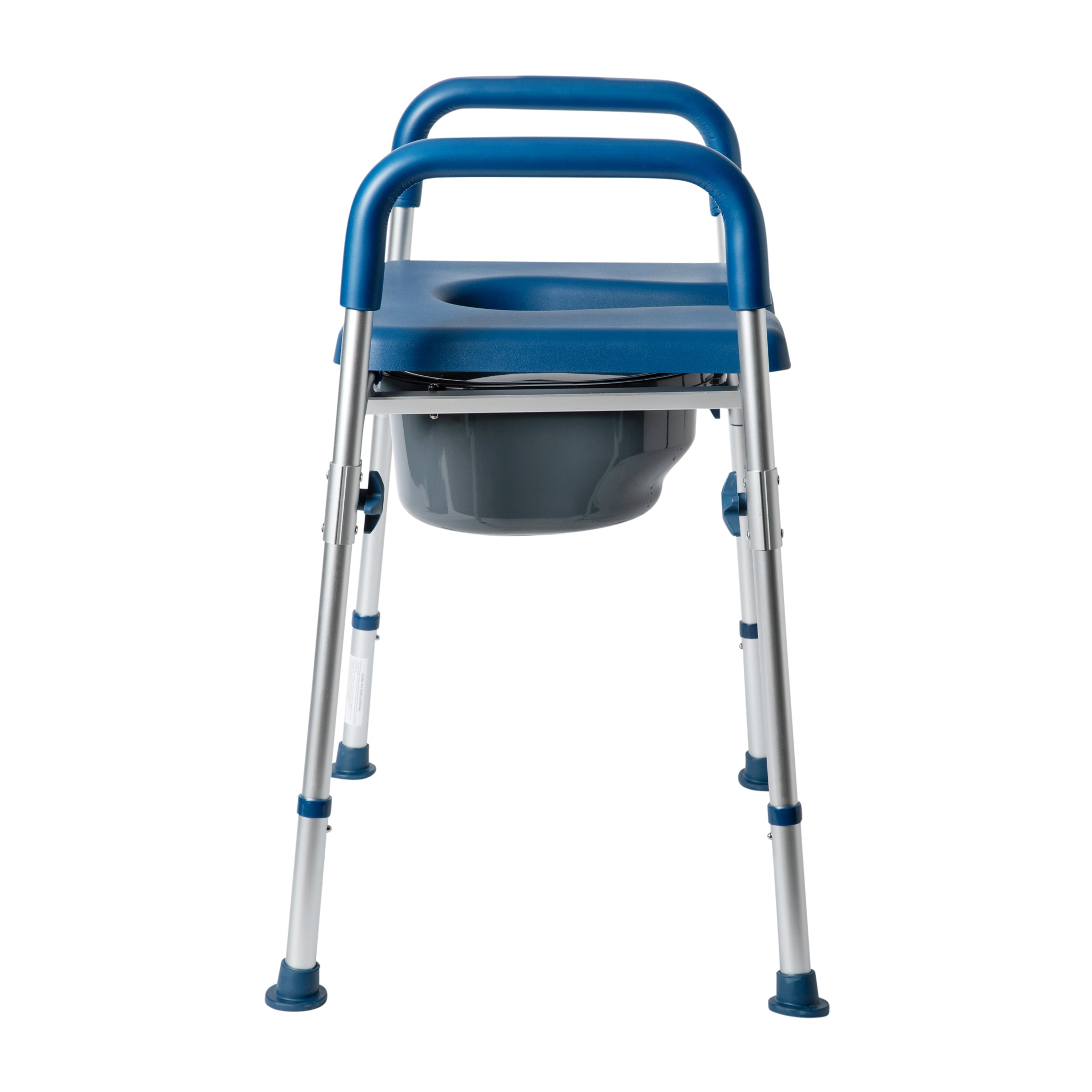 Hercules Blue Shower Commode Chair with Safety Rail, Height Adjustable Frame, Padded Seat & Armrests, Commode Pail with Lid, Fits Most Toilets