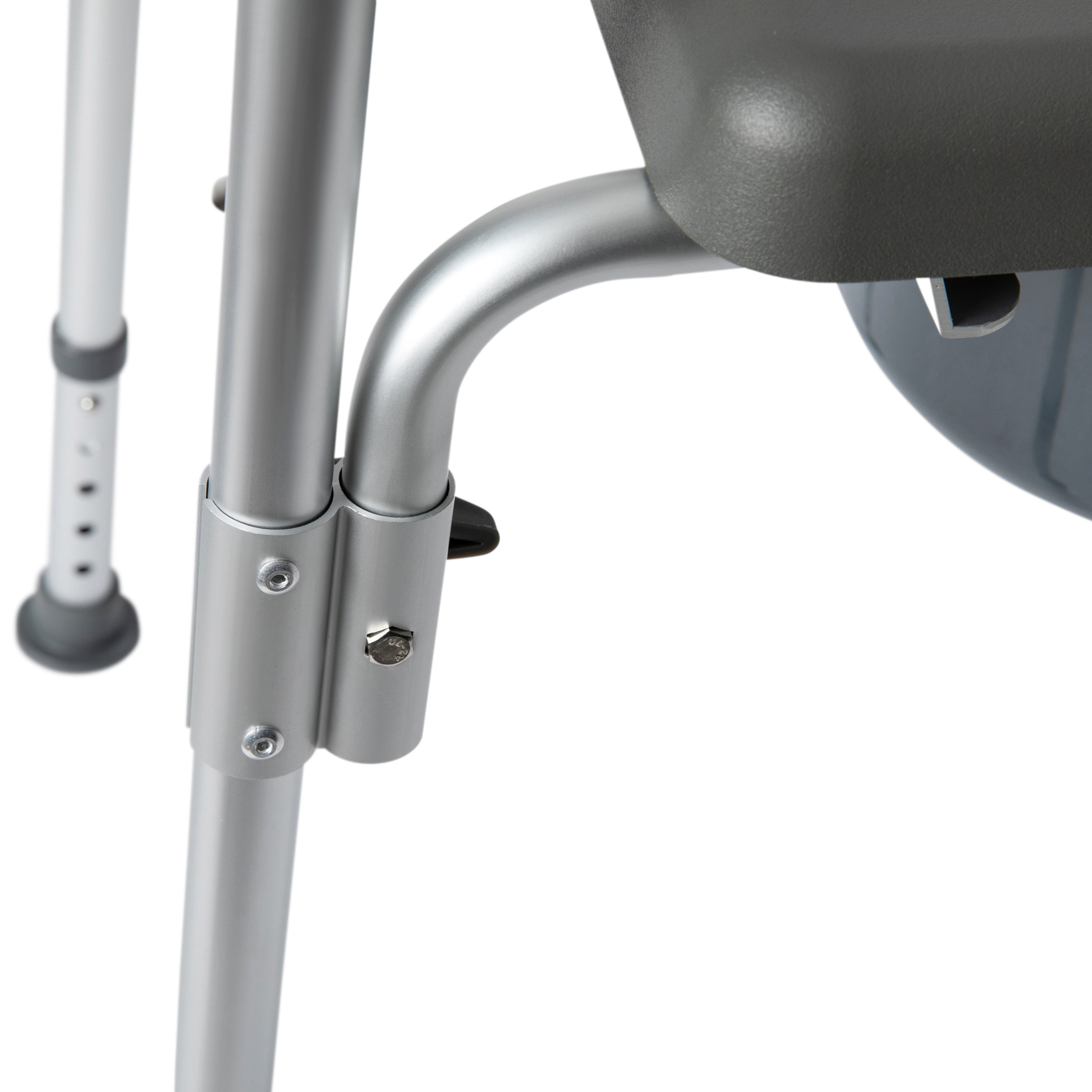 Hercules Gray Shower Commode Chair with Safety Rail, Height Adjustable Frame, Padded Seat & Armrests, Commode Pail with Lid, Fits Most Toilets
