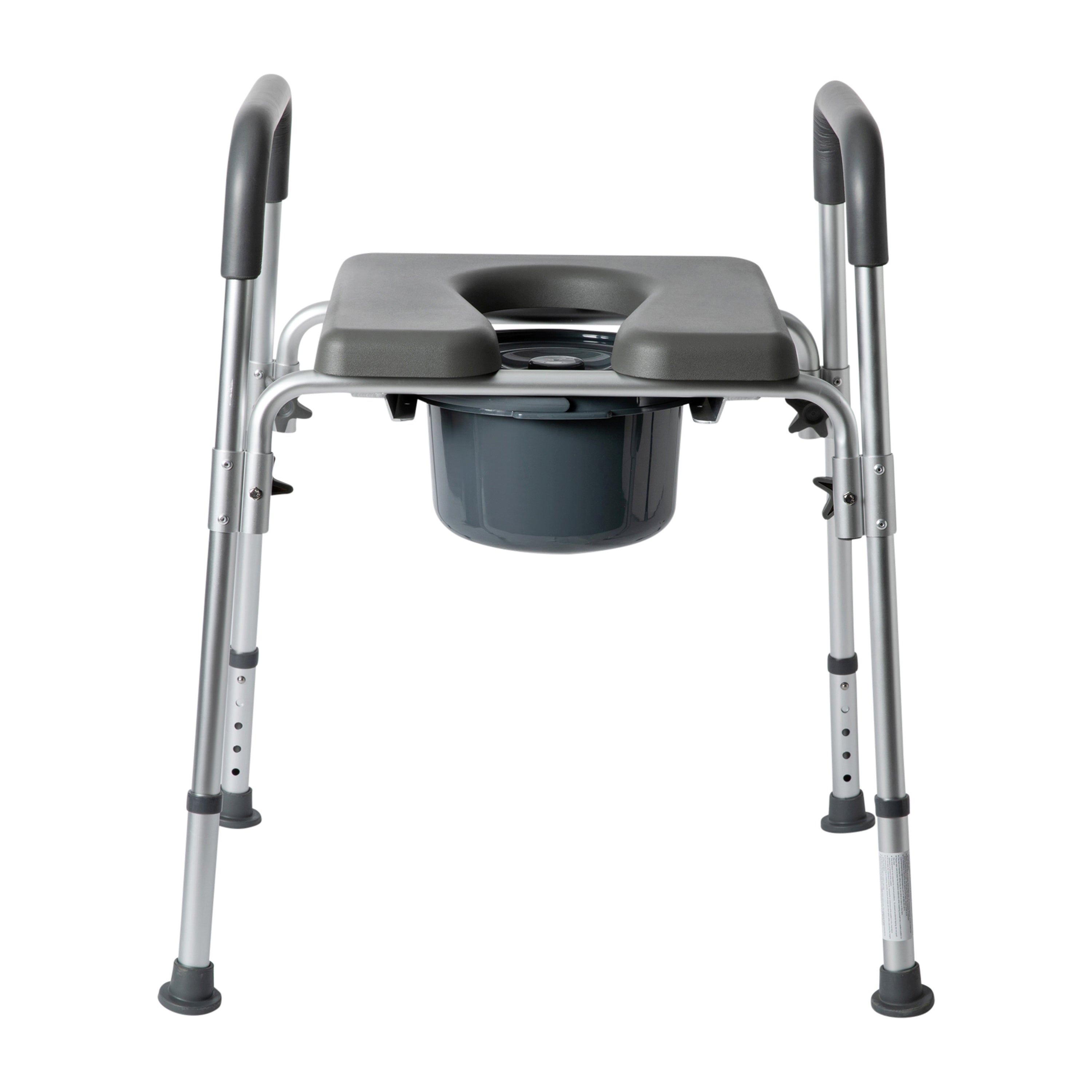 Hercules Gray Shower Commode Chair with Safety Rail, Height Adjustable Frame, Padded Seat & Armrests, Commode Pail with Lid, Fits Most Toilets