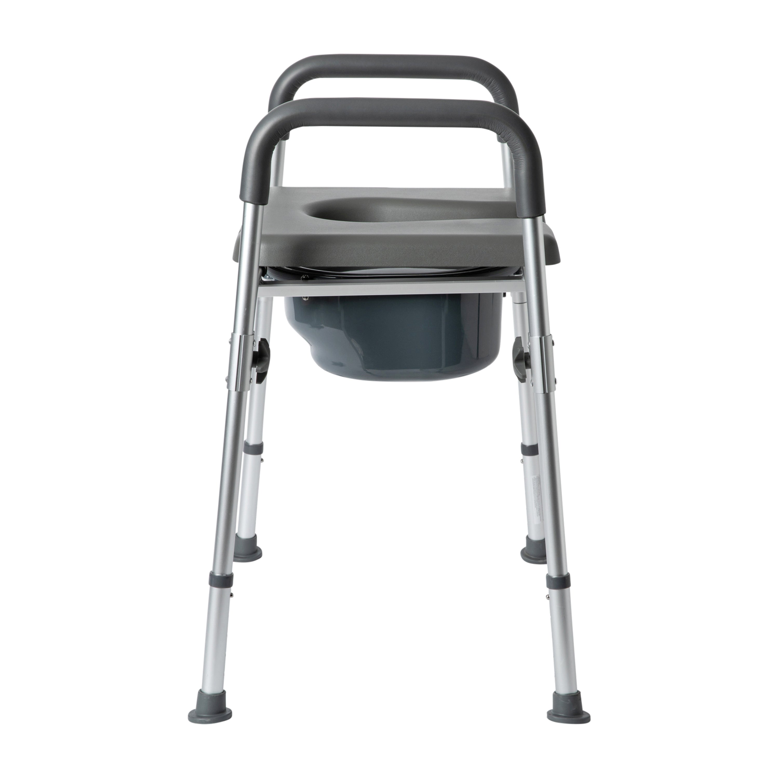 Hercules Gray Shower Commode Chair with Safety Rail, Height Adjustable Frame, Padded Seat & Armrests, Commode Pail with Lid, Fits Most Toilets