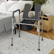 Hercules Gray Shower Commode Chair with Safety Rail, Height Adjustable Frame, Padded Seat & Armrests, Commode Pail with Lid, Fits Most Toilets
