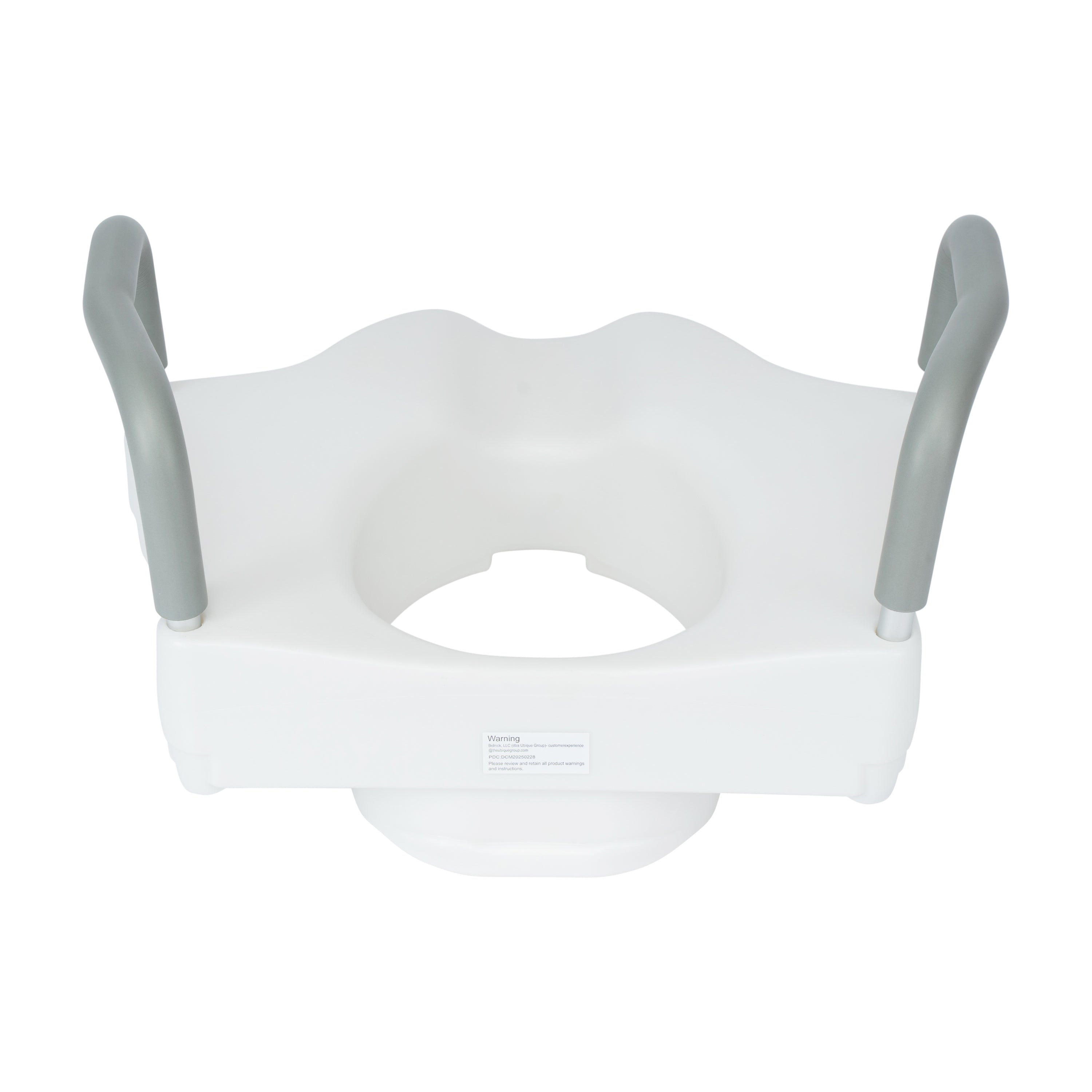 HERCULES White Elevated Toilet Seat with Height Adjustable Padded Arms and Locking Safety Mechanism