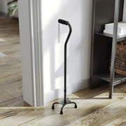 HERCULES Adjustable Quad Cane with Comfort Grip Foam Padded Handle, Large 4-Pronged Base for Stability, and Left or Right Handed Use in Black