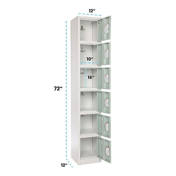 72" H x 12" W  6-Tier Steel Storage Locker with Digital Lock, Misty Green