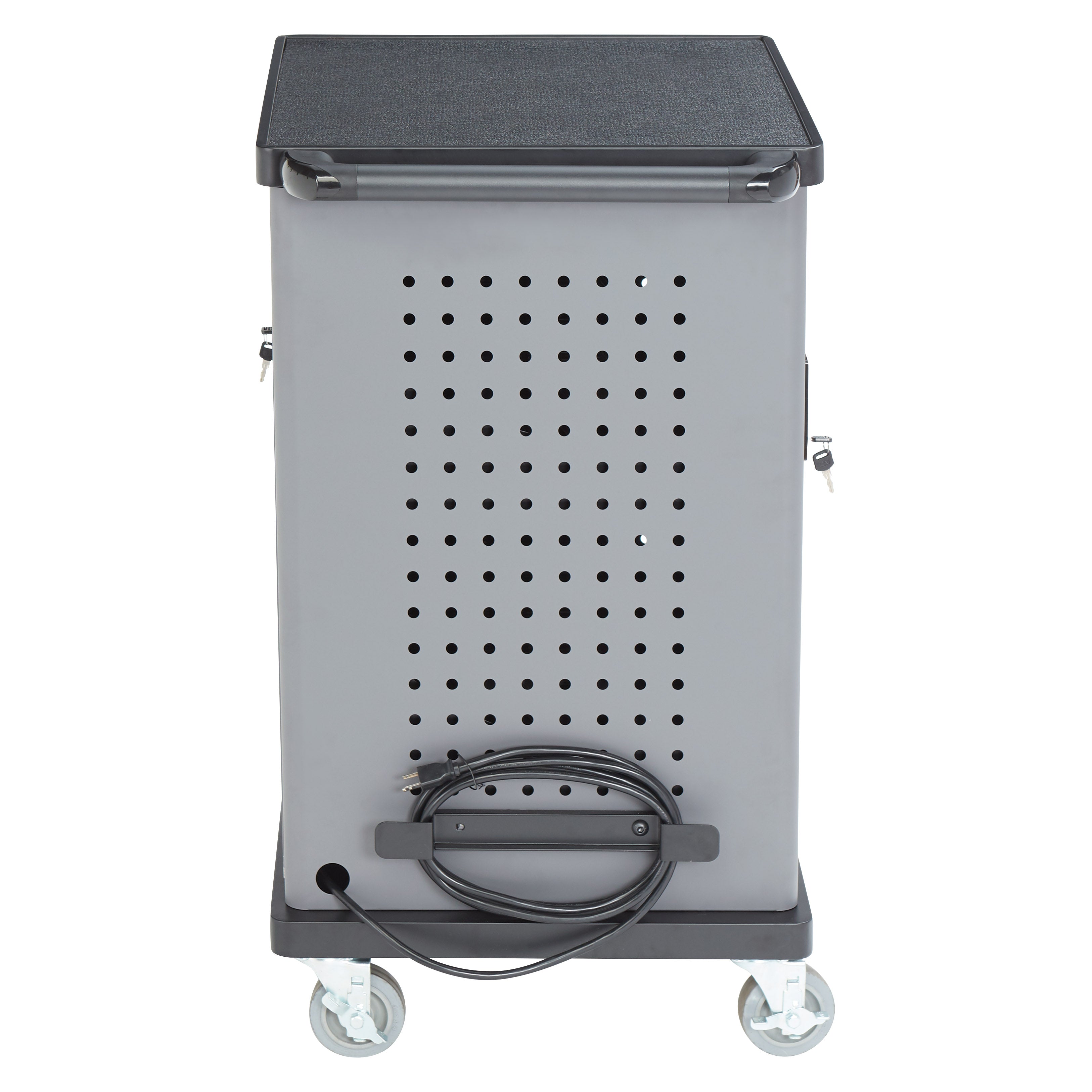 Oklahoma Sound® Duet Charging Cart, Surface Color: Black, Frame Color: Charcoal