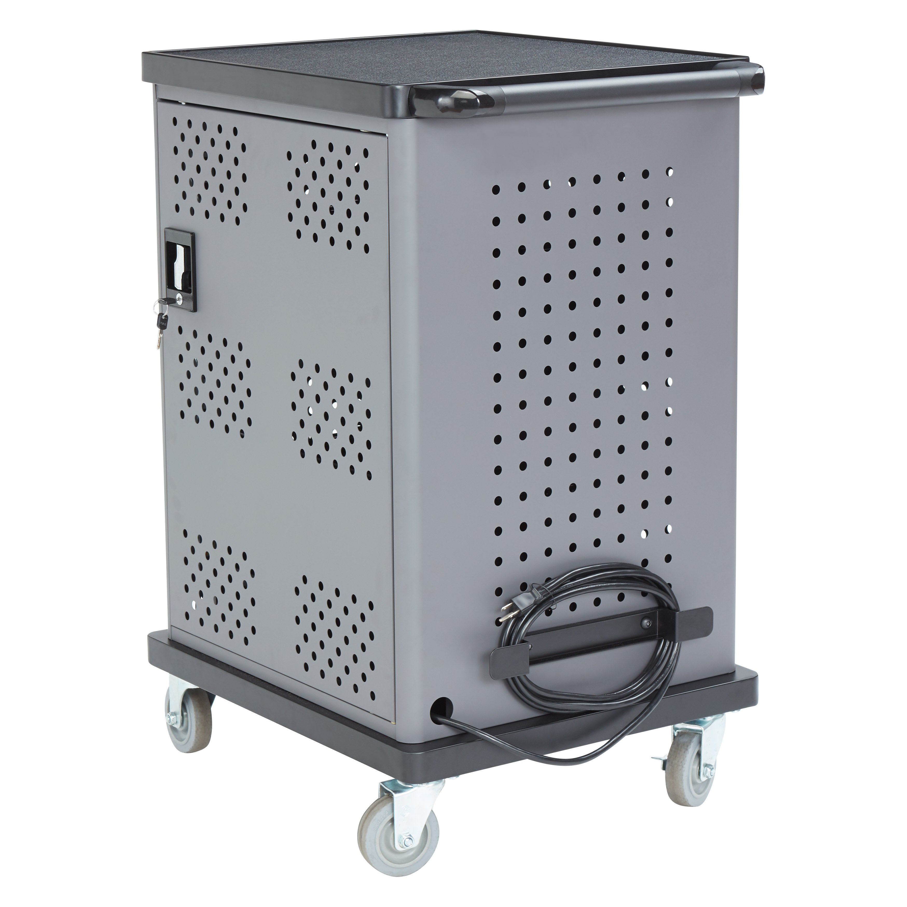 Oklahoma Sound® Duet Charging Cart, Surface Color: Black, Frame Color: Charcoal