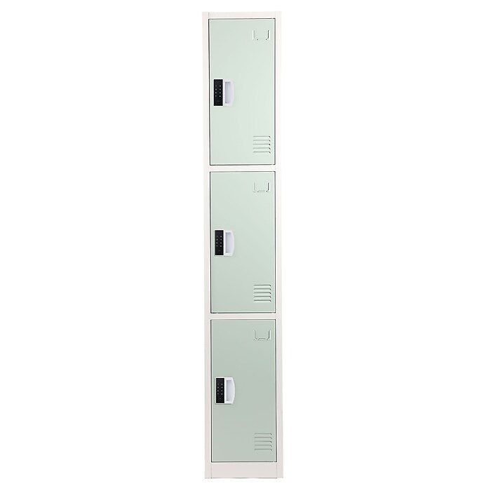 72" H x 12" W  Triple Tier Steel Storage Locker with Digital Lock, Misty Green
