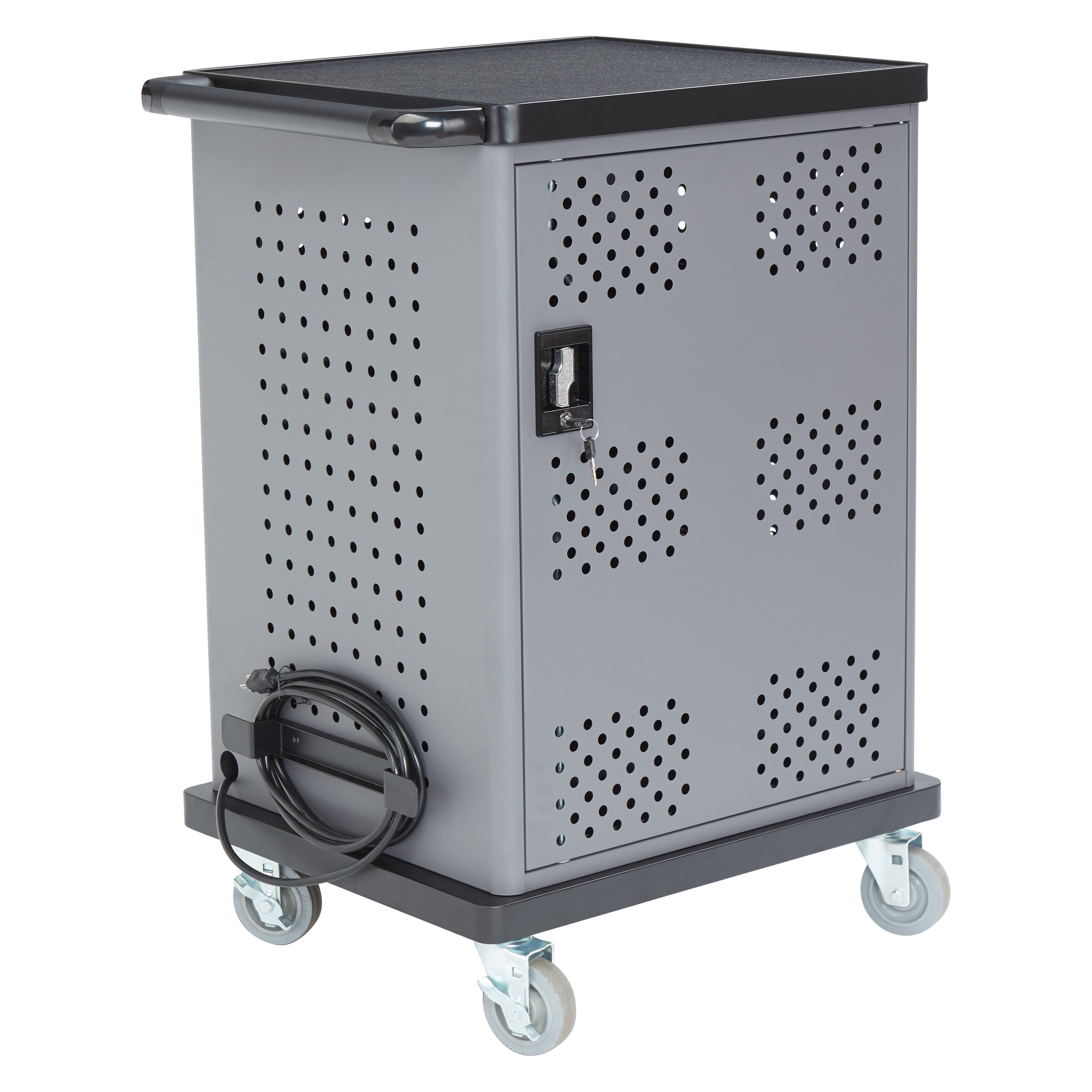 Oklahoma Sound® Duet Charging Cart, Surface Color: Black, Frame Color: Charcoal