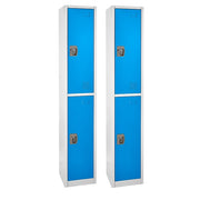 72 in. x 12 in. x 12 in. Double-Compartment Steel Tier Key Lock Storage Locker in Blue 2 Pack