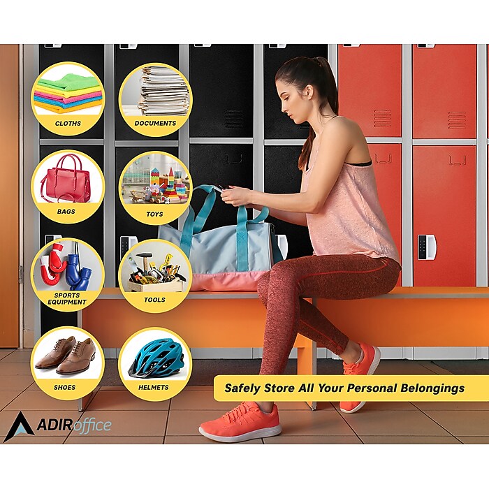 72" H x 12" W  2-Tier Steel Storage Locker with Digital Lock, Black