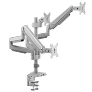 Eaton Tripp Lite Series Triple-Display Gas-Spring Flex-Arm Desktop Clamp and Grommet for 17&amp;#728; to 30&amp;#728; Flat-Screen Displays - USB and Audio Ports, Aluminum