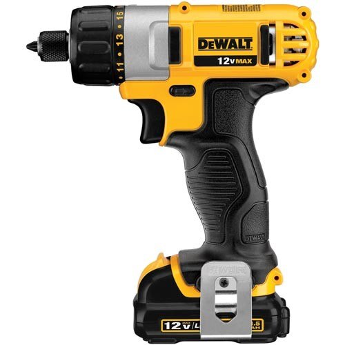 DeWalt 12V MAX* Lithium Ion 1/4" Cordless Screwdriver Kit, Includes: DCF610 1/4" screwdriver, (2) 12V MAX* lithium ion battery packs, fast charger, belt hook, contractor bag